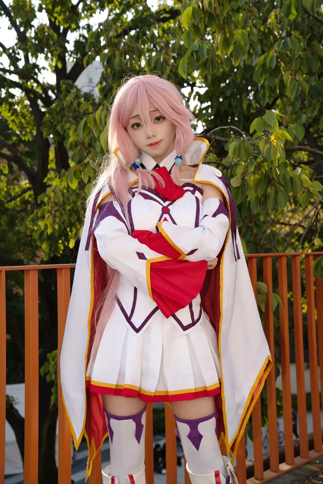 Anime girl, Outdoor photography, Freia cosplay, Pink hair cosplay, Magician