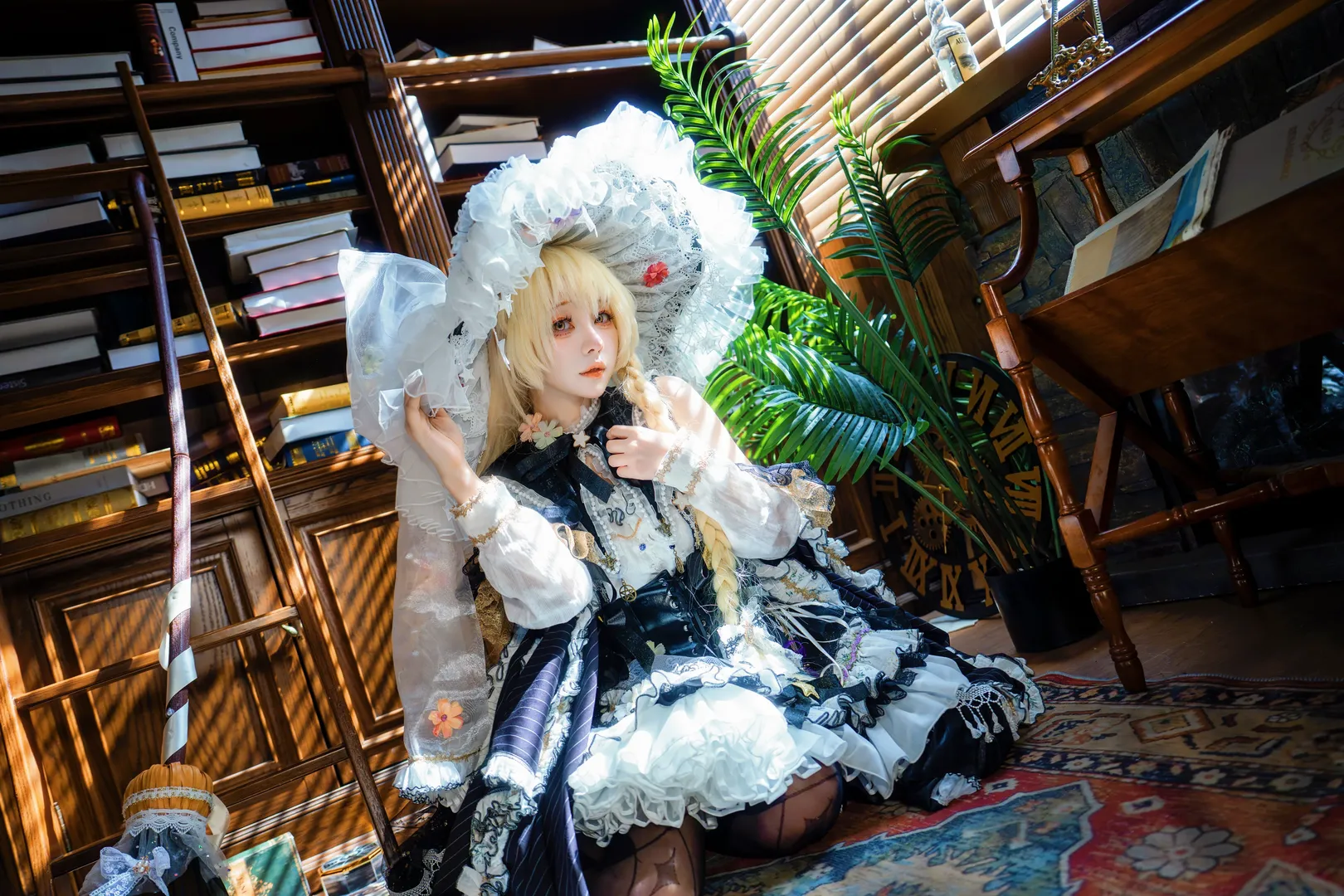 魔法使, Touhou Project, 雾雨魔理沙cos, Lolita风格, 图书馆摄影 - 第10张