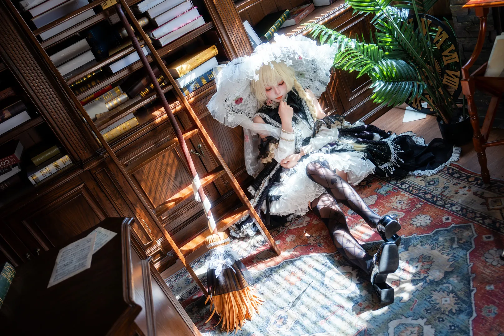 魔法使, Touhou Project, 雾雨魔理沙cos, Lolita风格, 图书馆摄影 - 第11张