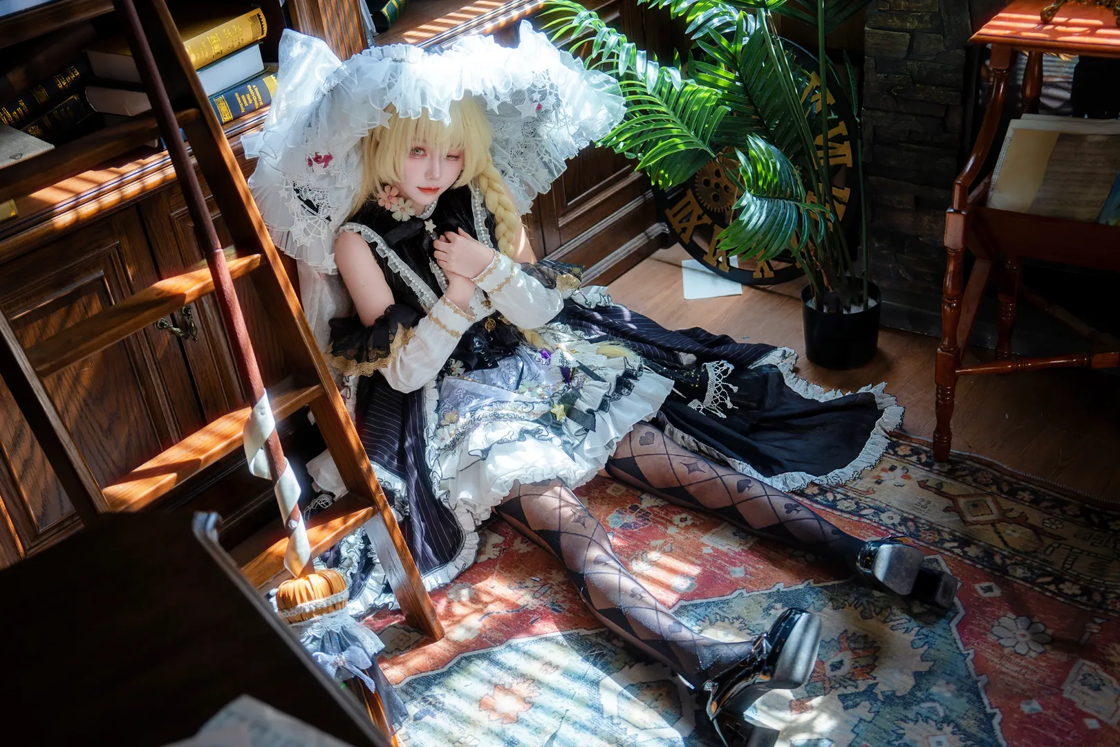 魔法使, Touhou Project, 雾雨魔理沙cos, Lolita风格, 图书馆摄影 - 第14张