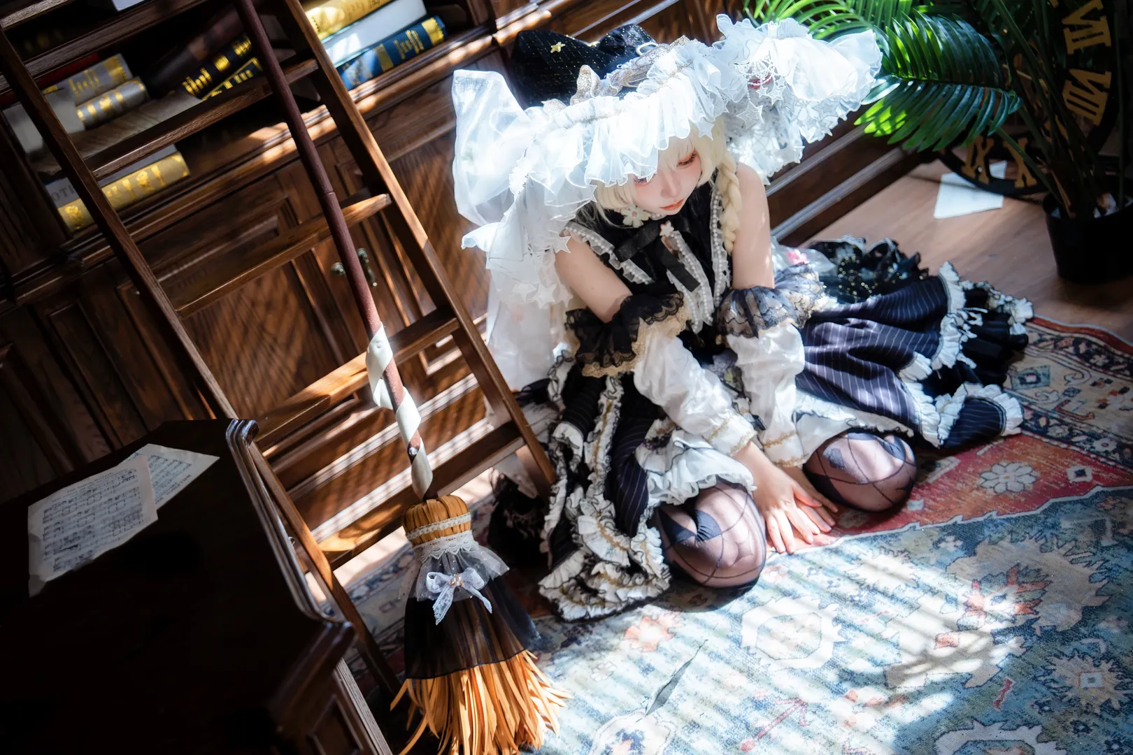 魔法使, Touhou Project, 雾雨魔理沙cos, Lolita风格, 图书馆摄影 - 第15张