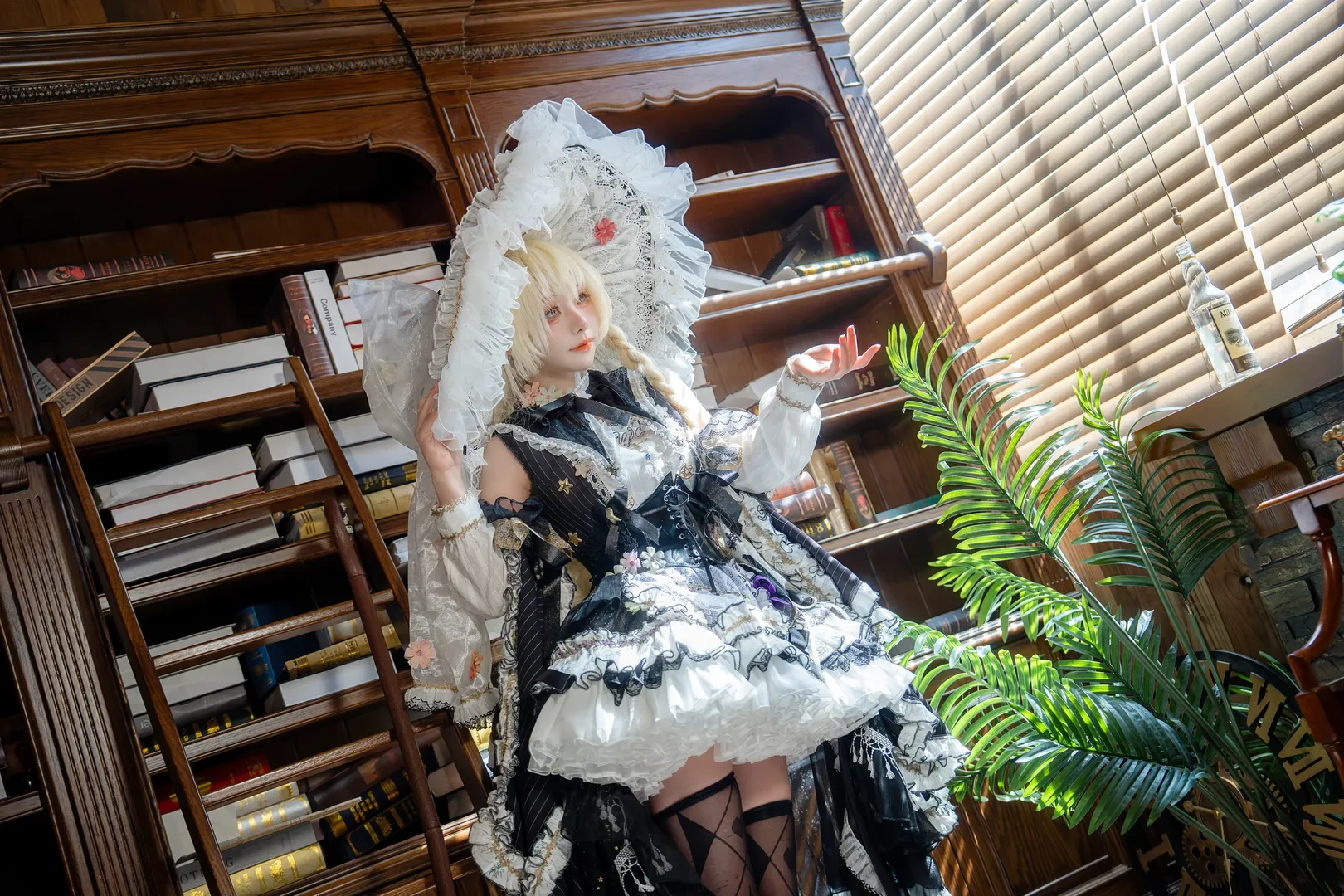 魔法使, Touhou Project, 雾雨魔理沙cos, Lolita风格, 图书馆摄影 - 第4张