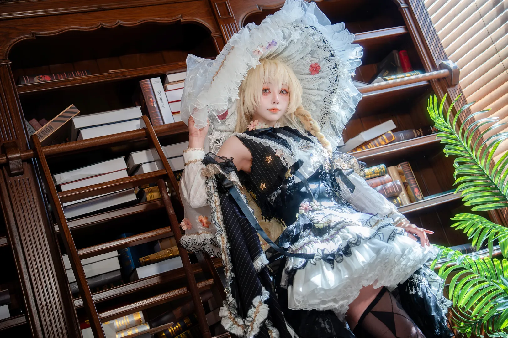 魔法使, Touhou Project, 雾雨魔理沙cos, Lolita风格, 图书馆摄影 - 第5张