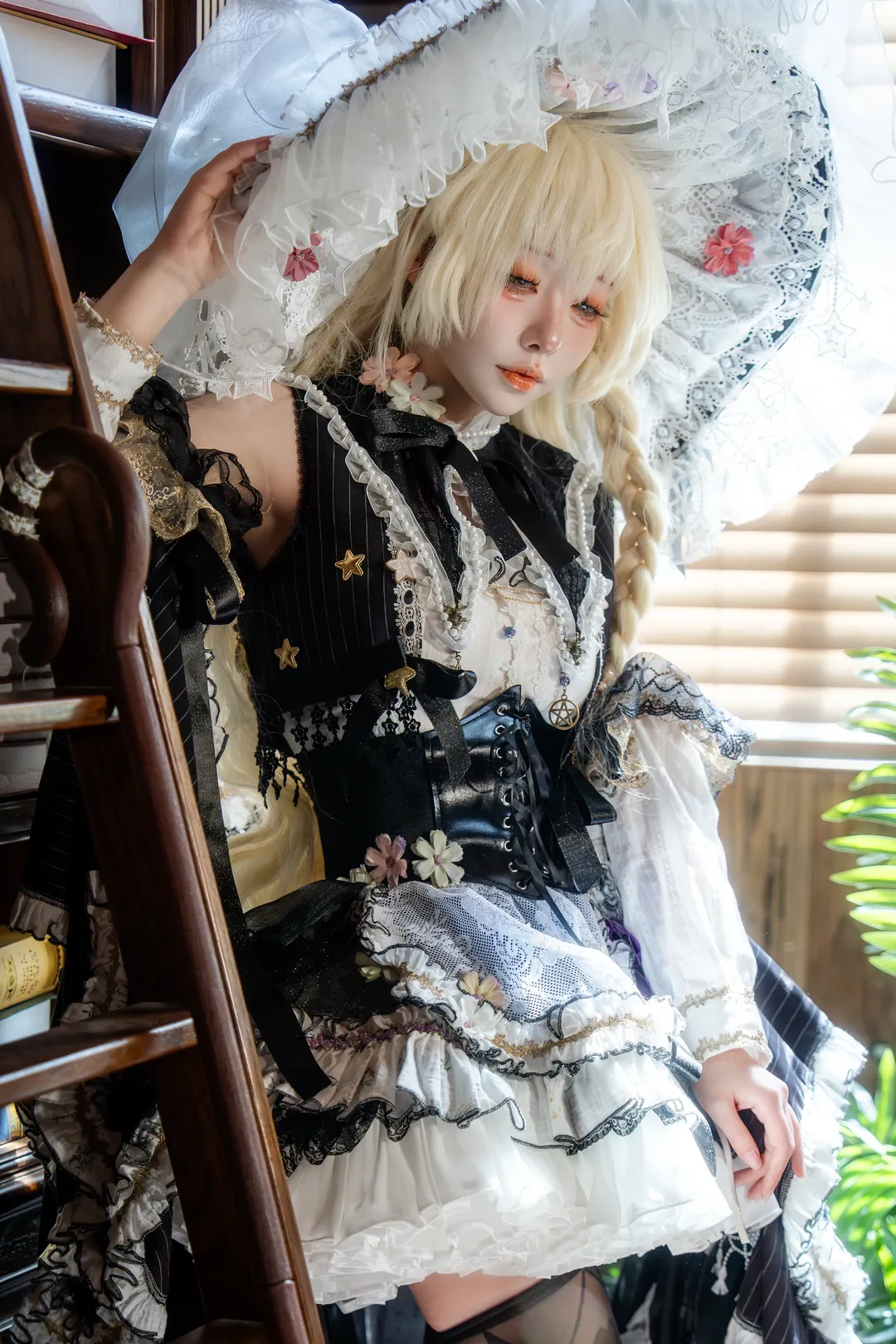 魔法使, Touhou Project, 雾雨魔理沙cos, Lolita风格, 图书馆摄影 - 第6张