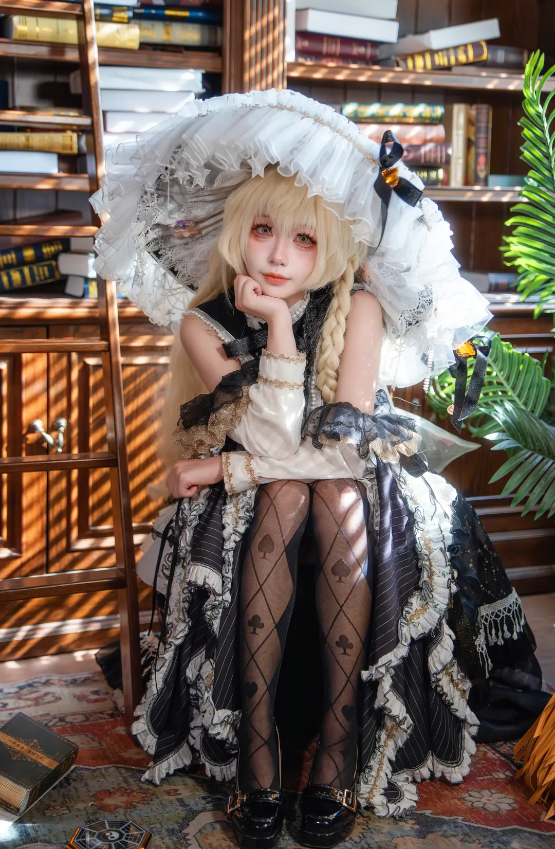 魔法使, Touhou Project, 雾雨魔理沙cos, Lolita风格, 图书馆摄影 - 第7张
