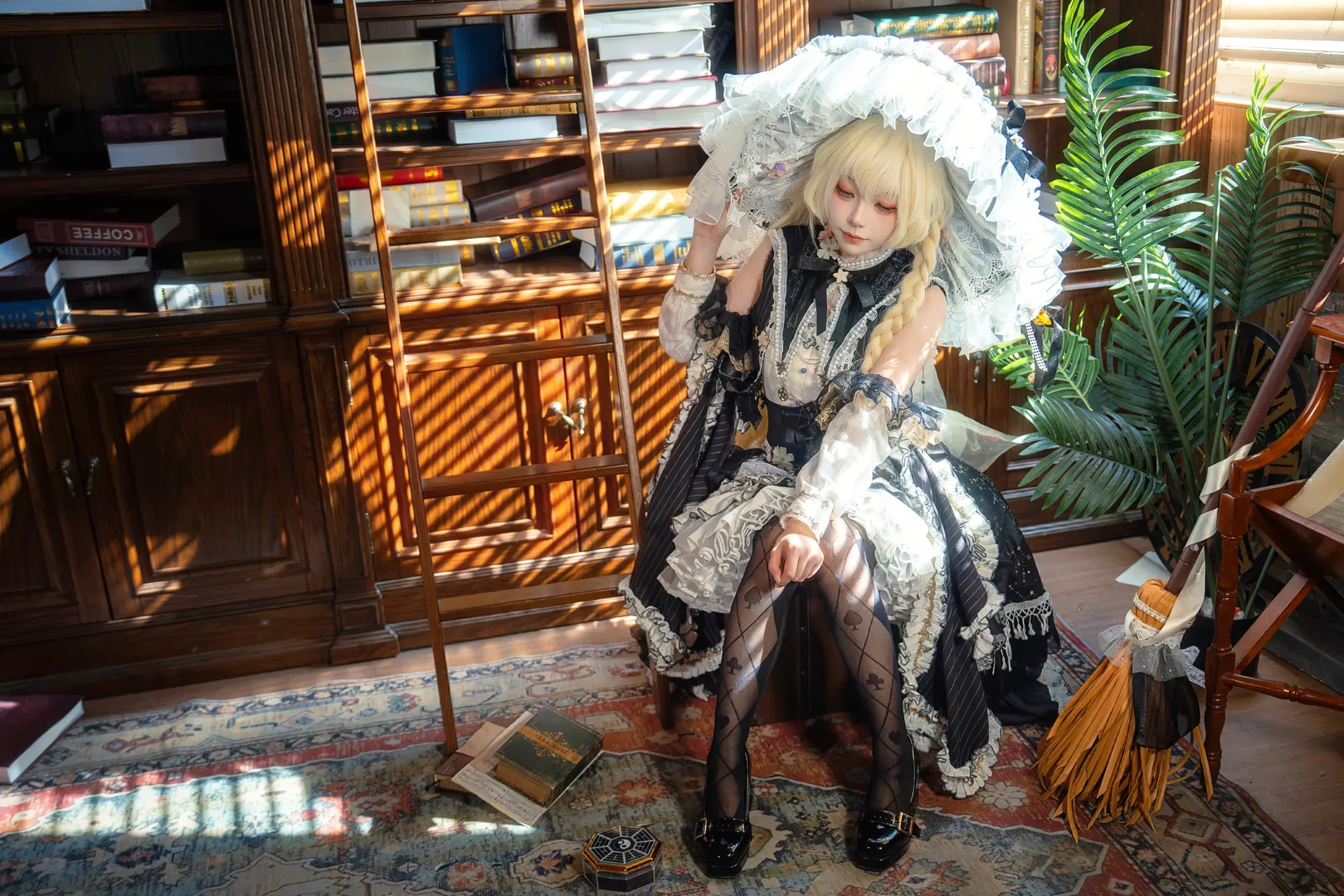 魔法使, Touhou Project, 雾雨魔理沙cos, Lolita风格, 图书馆摄影 - 第8张