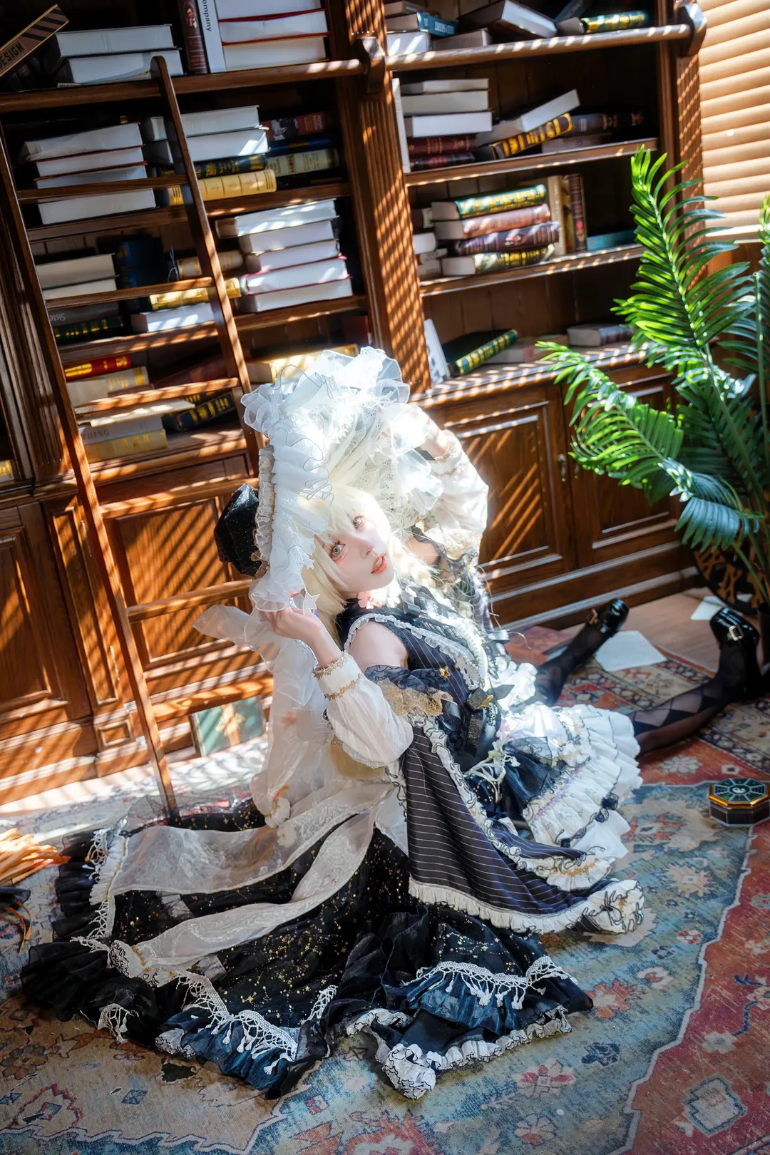 魔法使, Touhou Project, 雾雨魔理沙cos, Lolita风格, 图书馆摄影 - 第9张