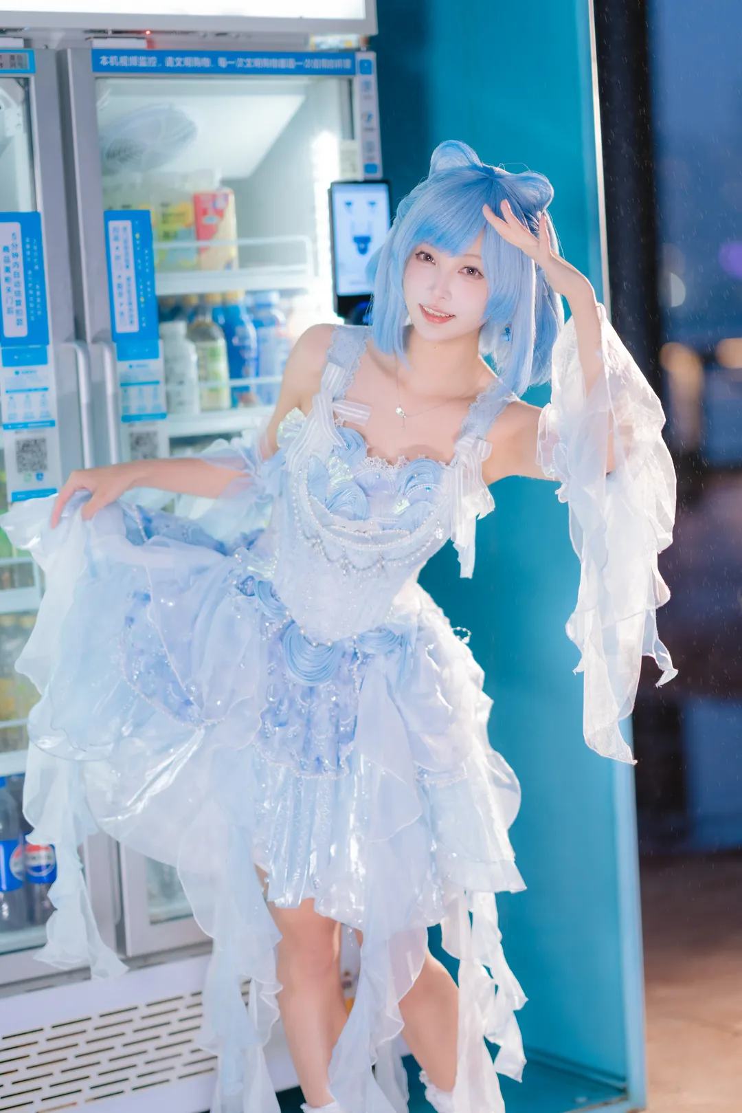 夜景人像, cosplay摄影, 二次元穿搭, 水蓝蓝cos, 洛克王国世界