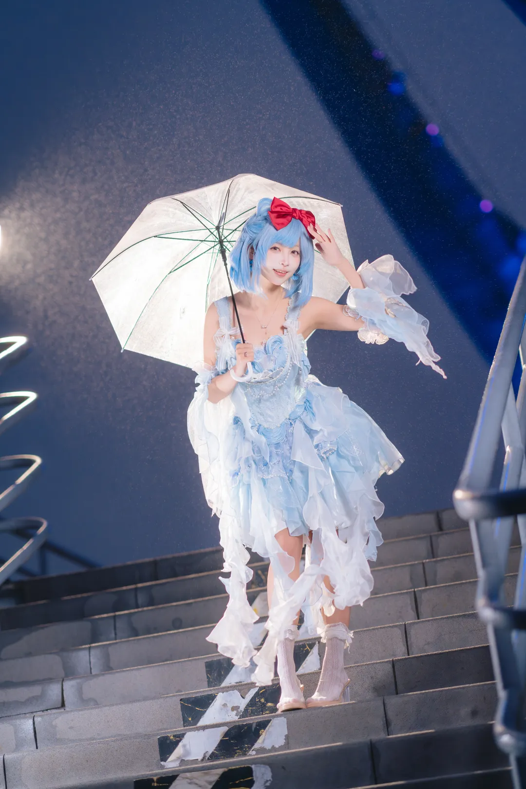 二次元摄影, cosplay分享, 水蓝蓝cos, 洛克王国世界, 蓝调氛围感