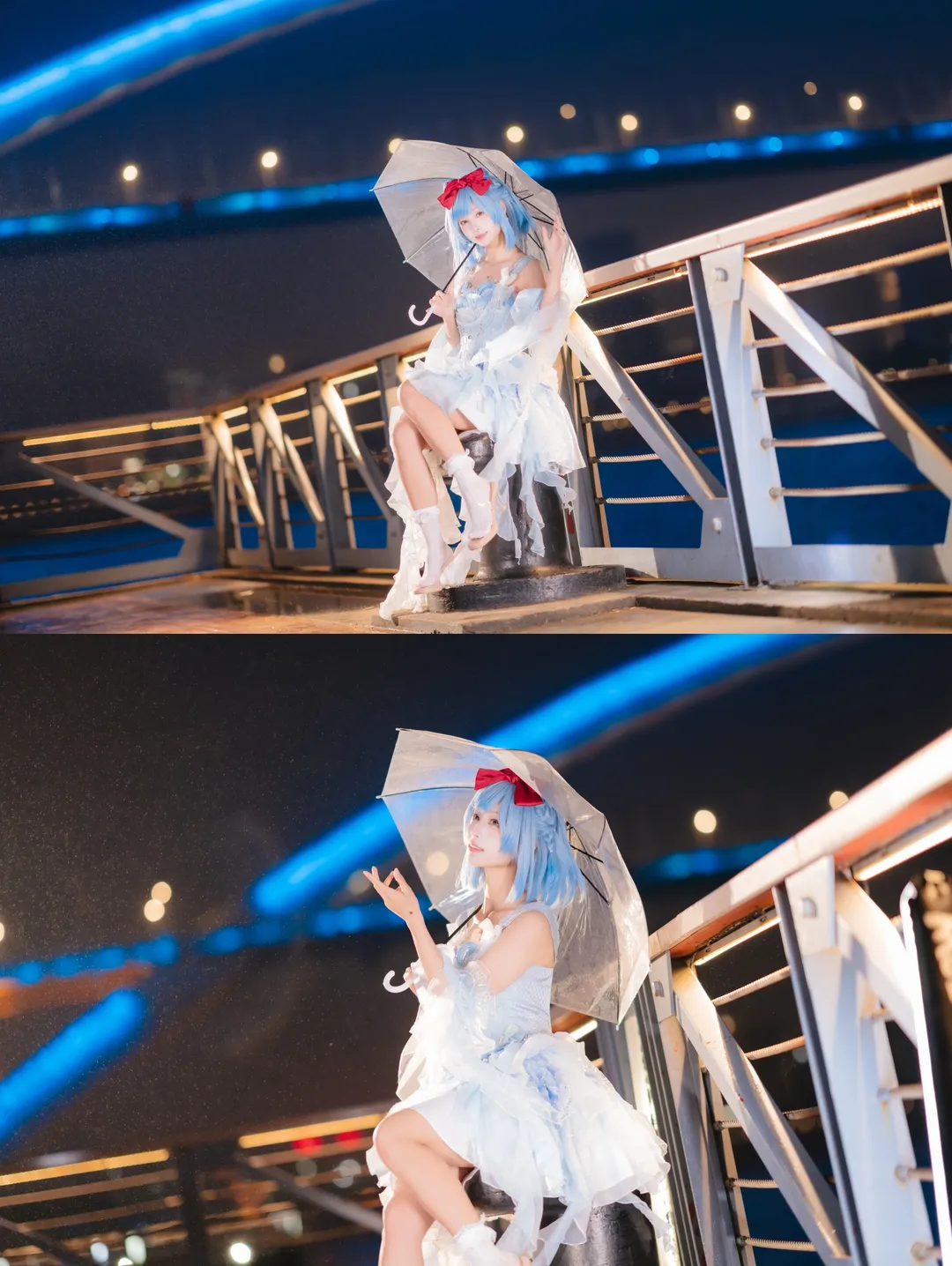 cosplay写真, 水蓝蓝cos, 洛克王国世界, 雨中摄影, 夜景外景 - 第2张