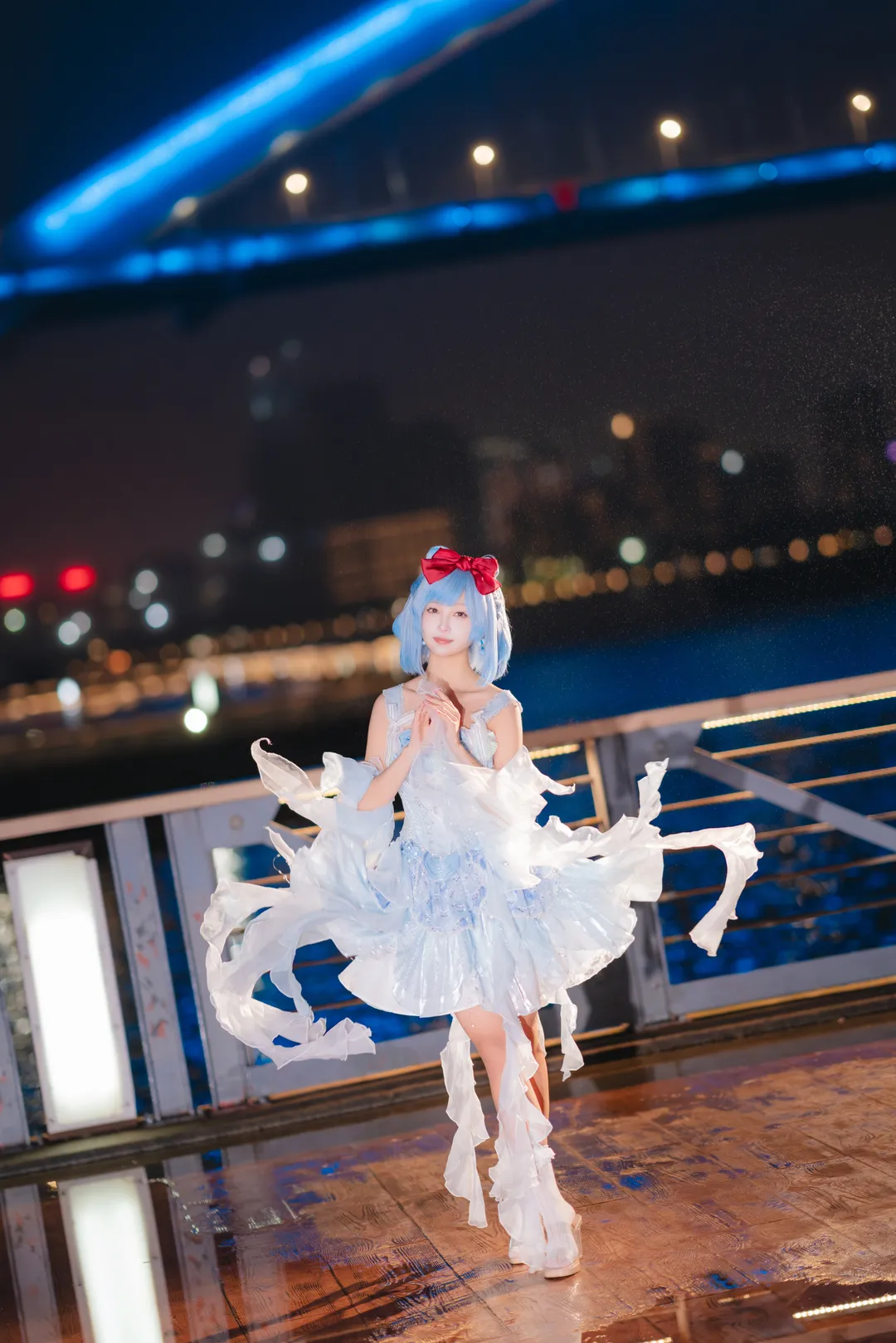 cosplay写真, 水蓝蓝cos, 洛克王国世界, 雨中摄影, 夜景外景 - 第6张