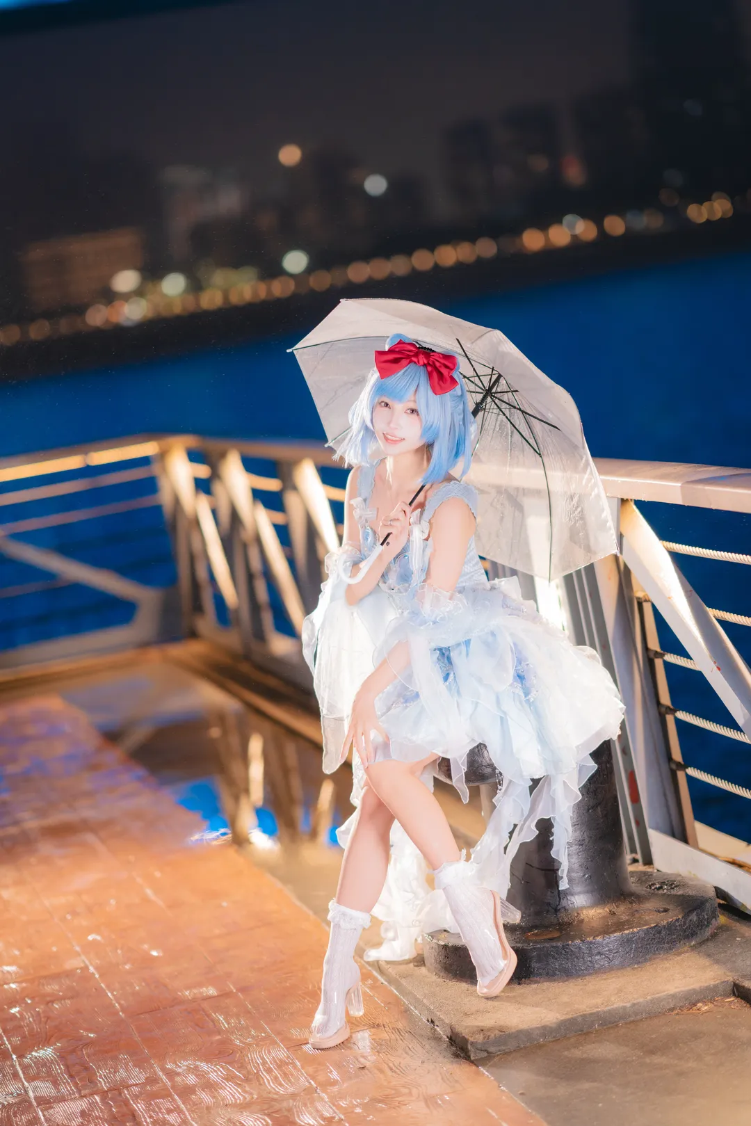 cosplay写真, 水蓝蓝cos, 洛克王国世界, 雨中摄影, 夜景外景 - 第9张