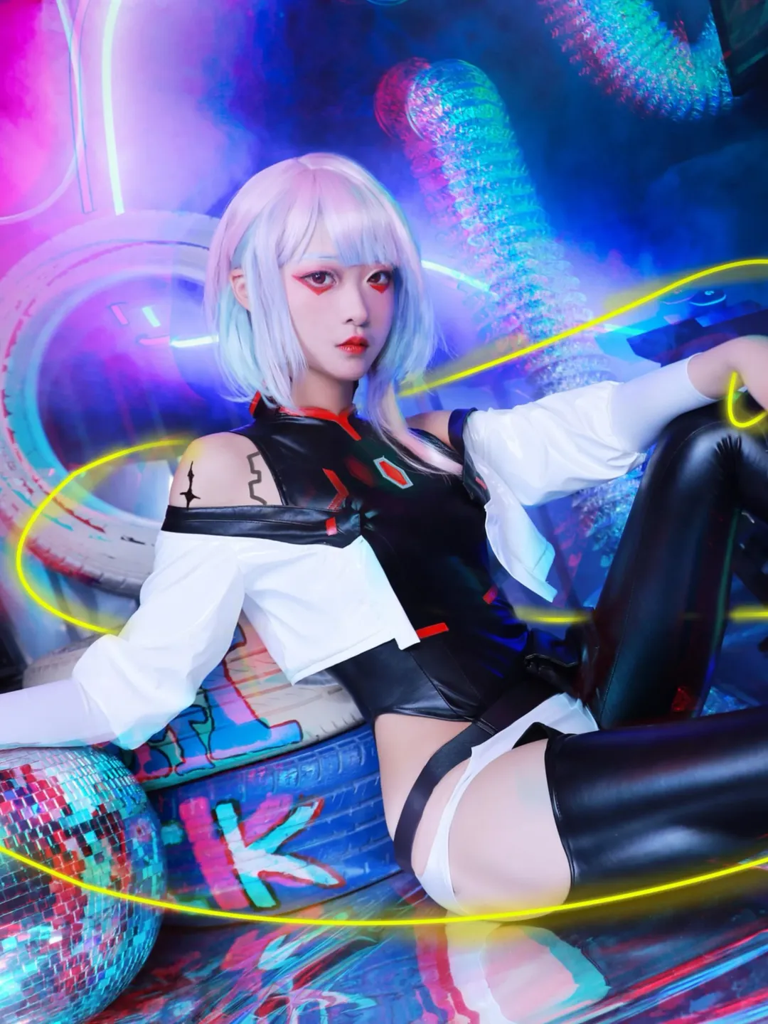 Anime-style photography, Cyberpunk, Cosplay makeup and styling, Lucy cosplay, Wuthering Waves x Cyberpunk: Edgerunners Collaboration