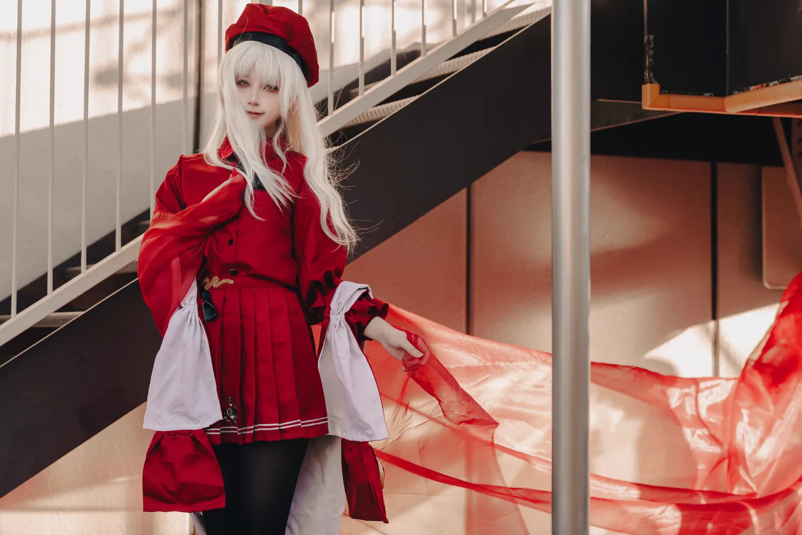 Fate/Grand Order, コスプレ撮影, カレン・オルテンシアのコスプレ, 都市の屋外風景, 赤い紗の光影 - 5枚目