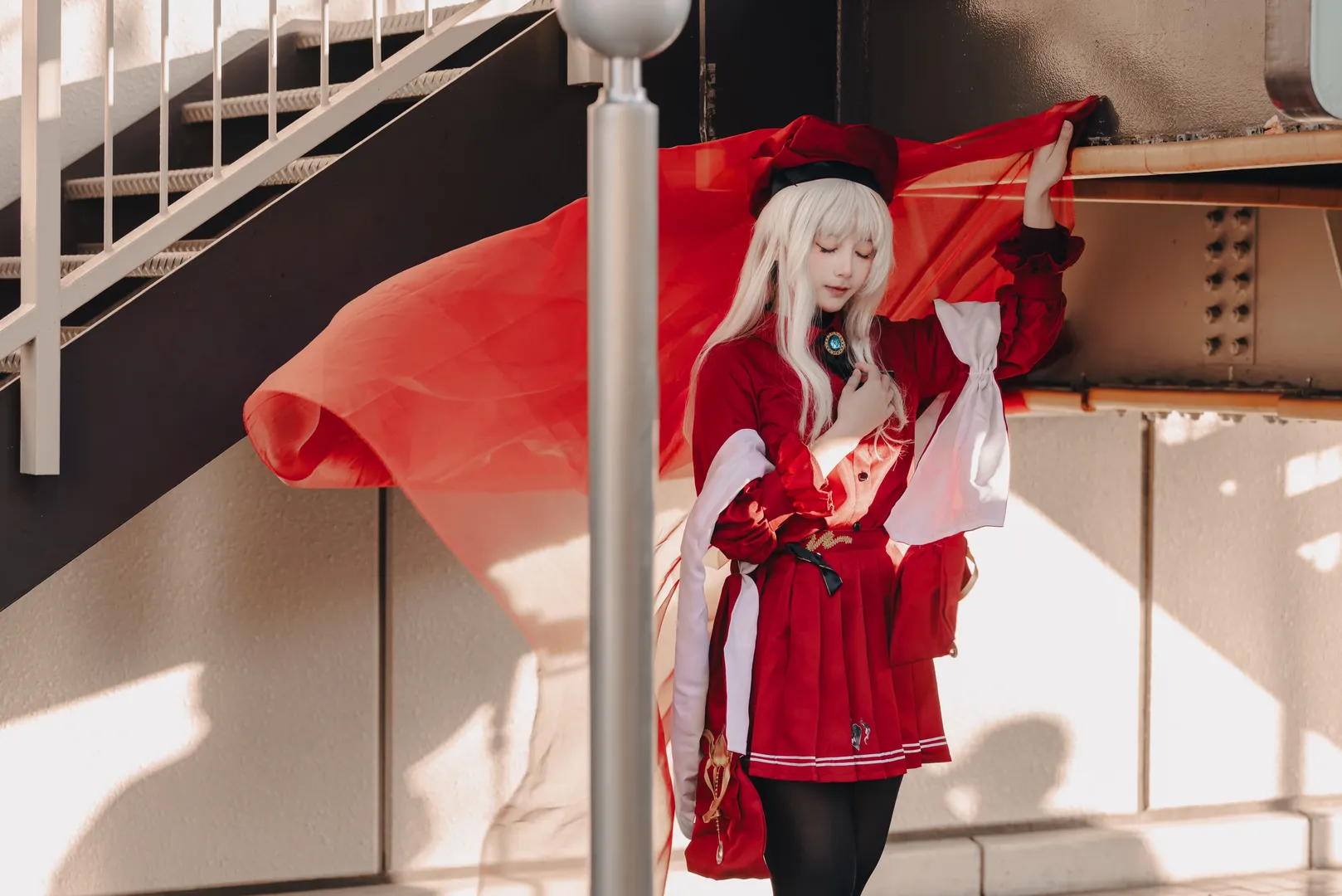 Fate/Grand Order, コスプレ撮影, カレン・オルテンシアのコスプレ, 都市の屋外風景, 赤い紗の光影 - 7枚目