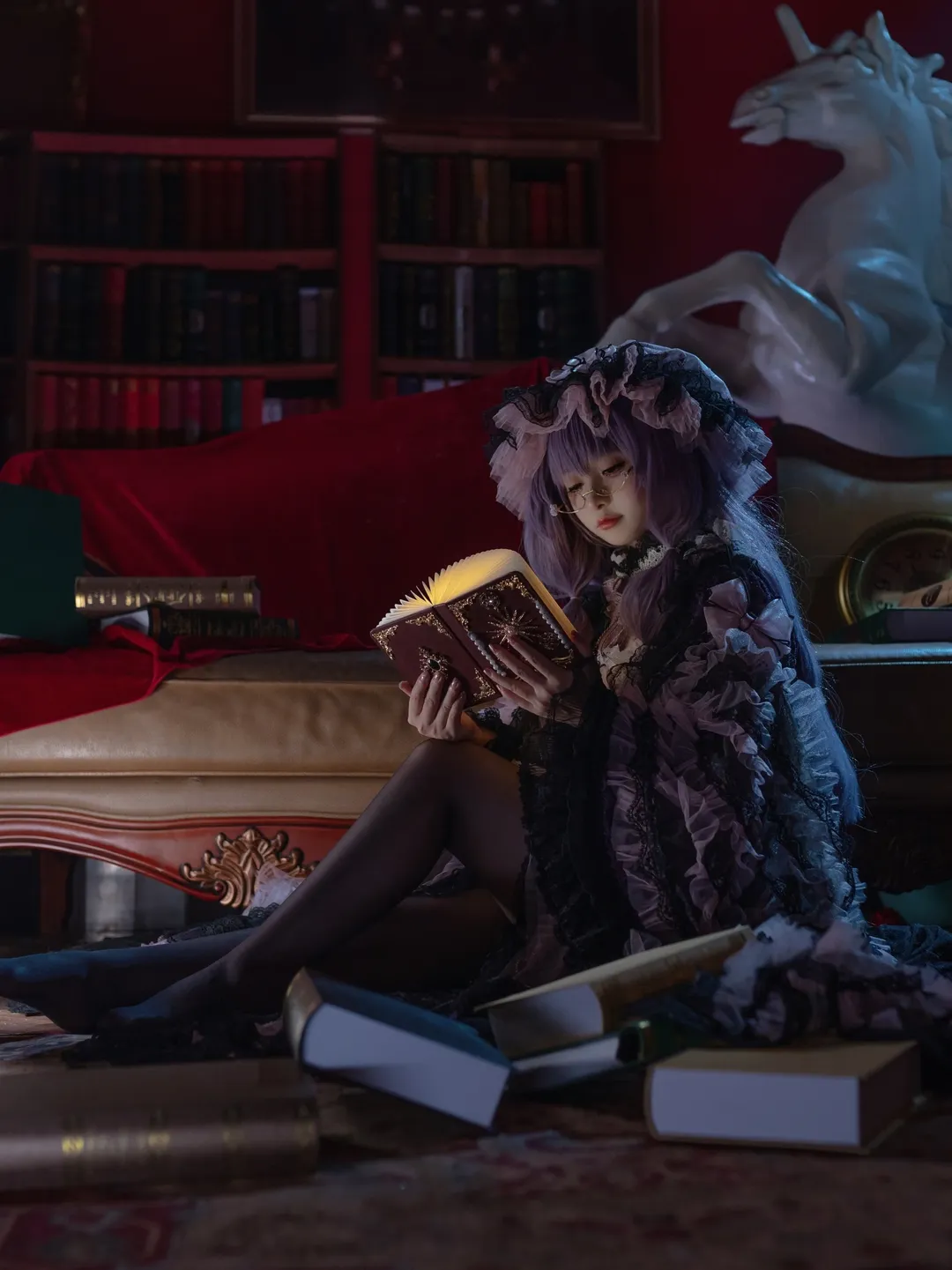 Touhou Project, Cosplay photoshoot, Patchouli cosplay, Patchy, Low-key photography
