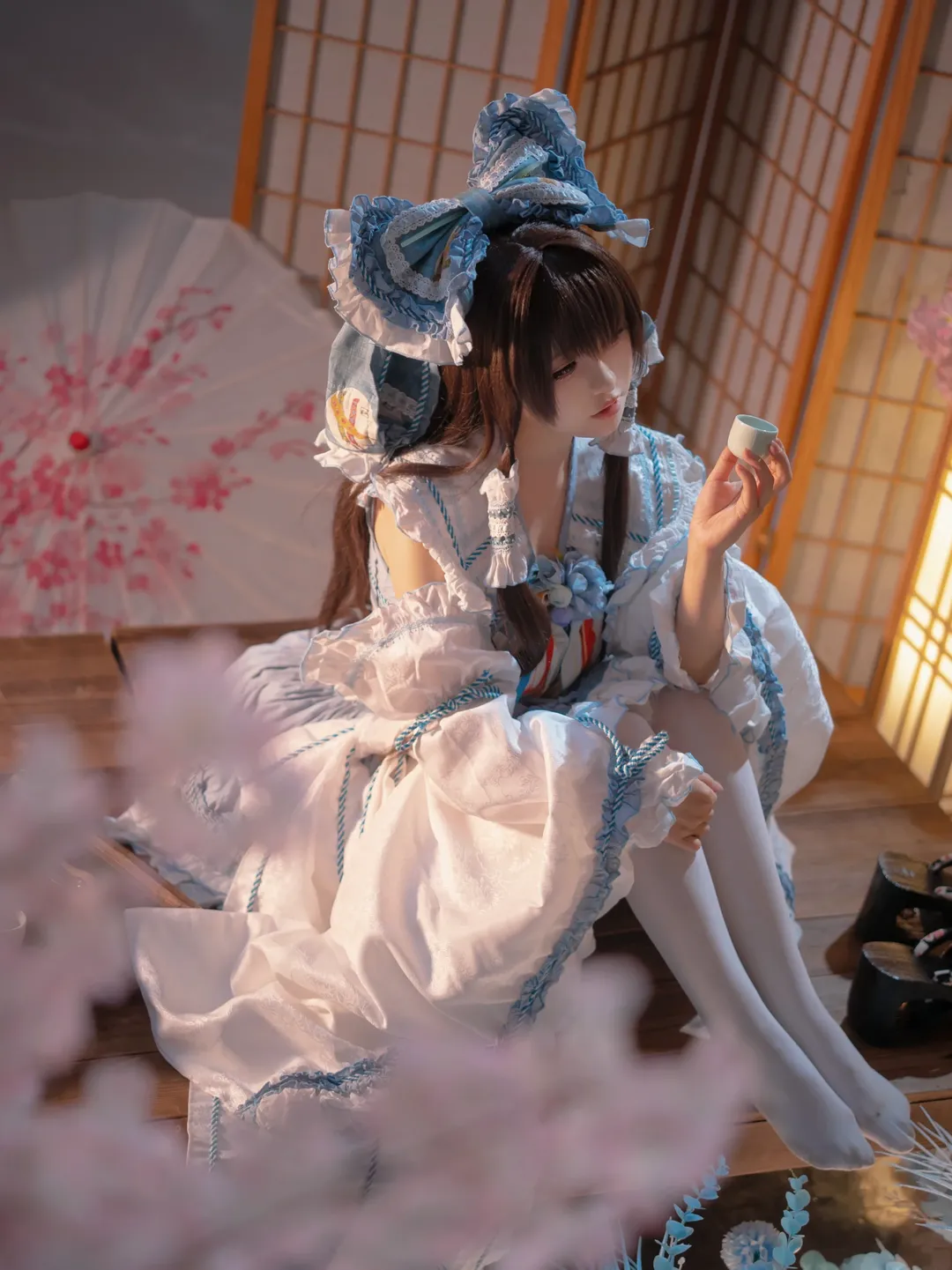 角色还原, 东方project, 和风摄影, 樱花氛围, 青灵梦cos - 第3张