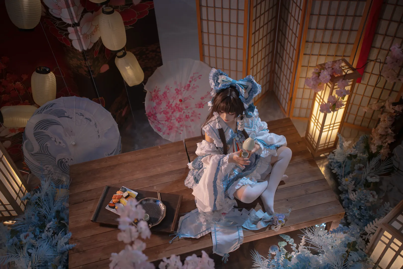 角色还原, 东方project, 和风摄影, 樱花氛围, 青灵梦cos - 第6张