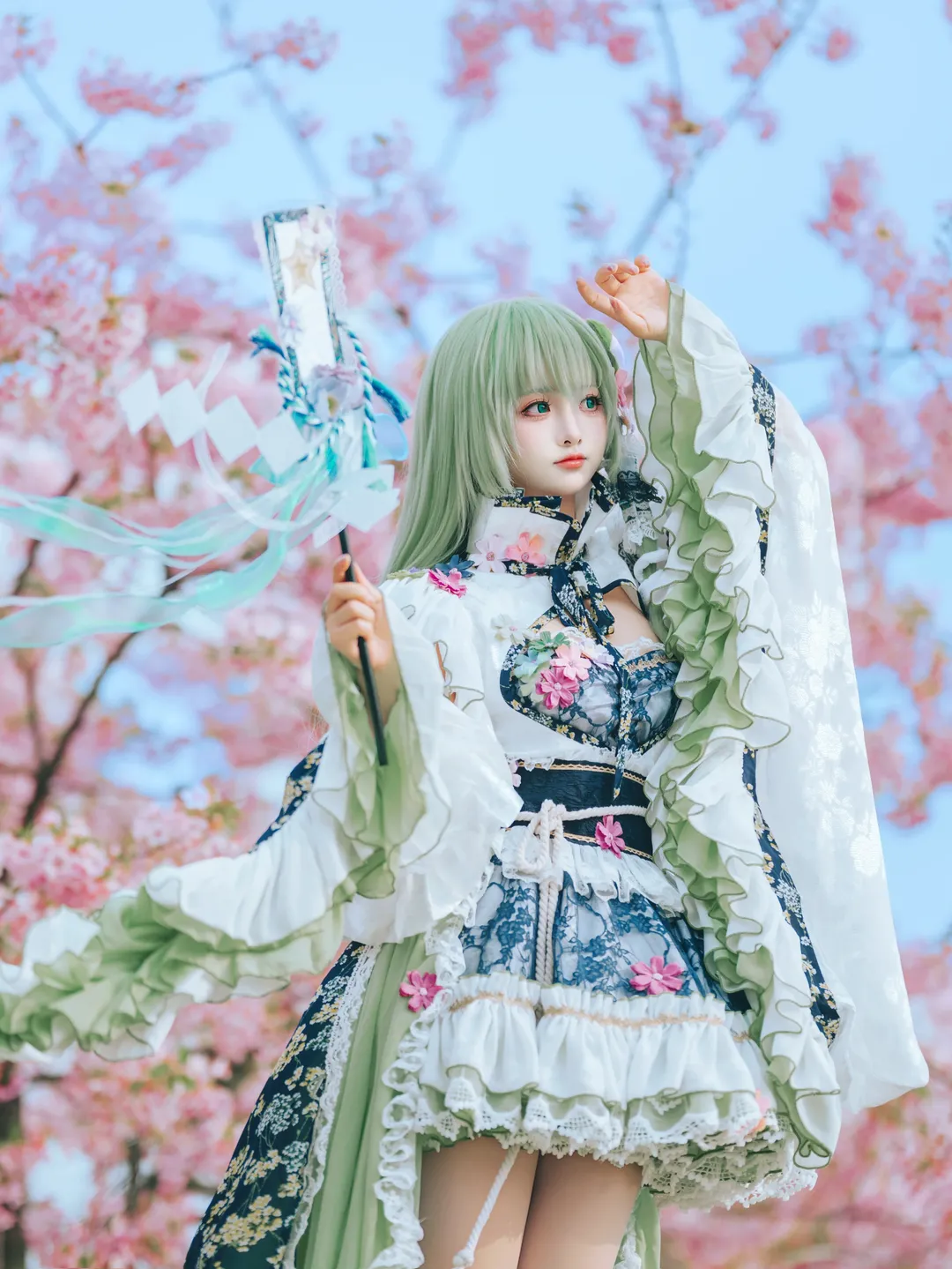 东方Project, 守矢神社, 东风谷早苗cos, cosplay摄影, 春日樱花