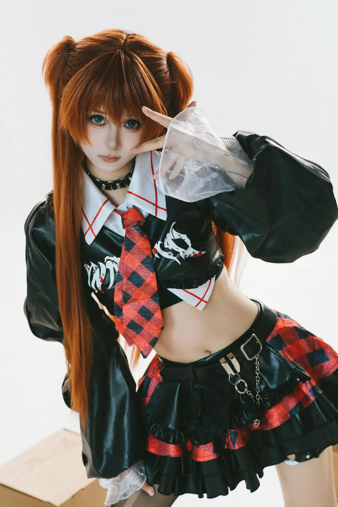 Asuka Cosplay, Cosplay sharing, Red hair twin tails, Red and black plaid outfit, Cosplay costume review - Image 2