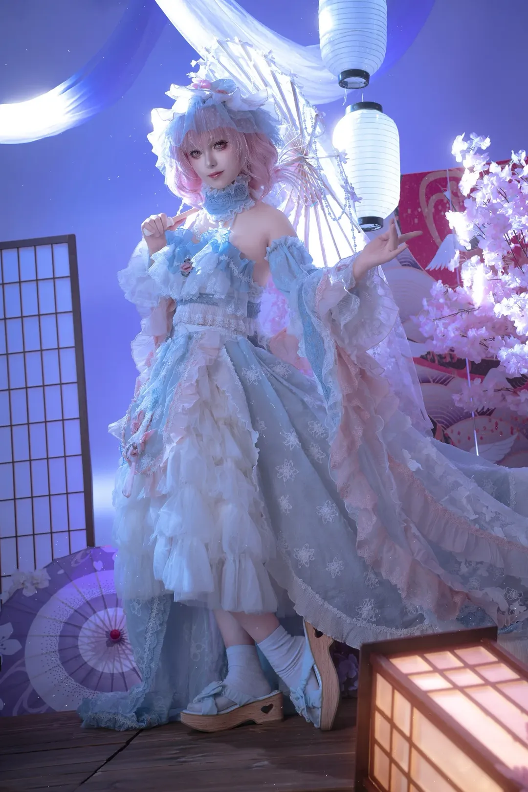 Touhou Project, Saigyouji Yuyuko cosplay, Japanese-style photoshoot, Lolita outfit, Photoshoot booking - Image 3