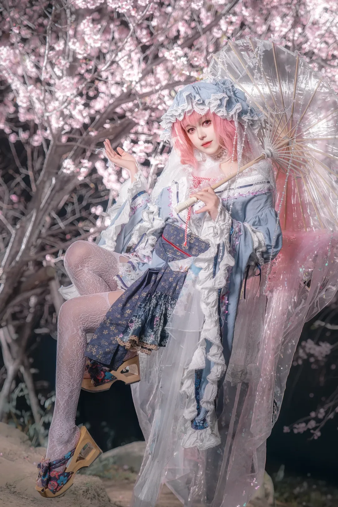 Character accuracy, Touhou Project, Cherry blossom photography, 2D Vision Project, Saigyouji Yuyuko cosplay - Image 2