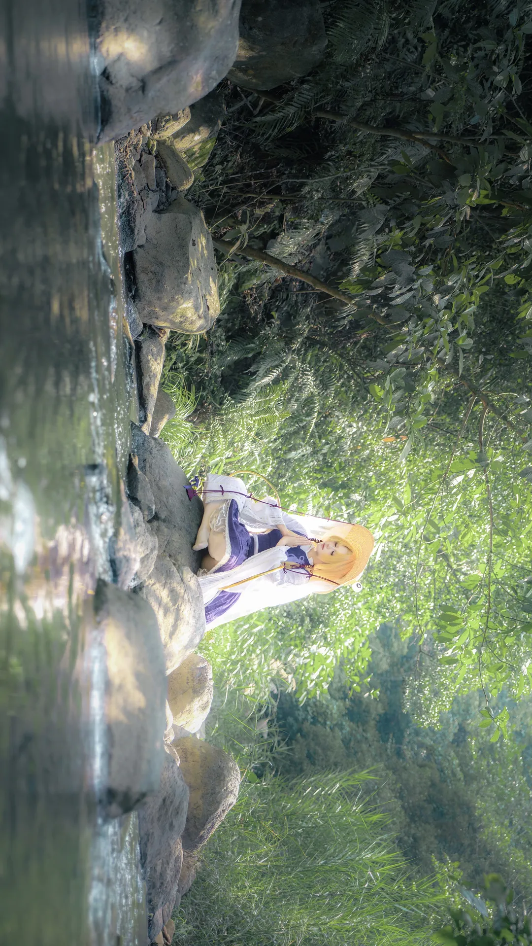 Anime cosplay, Touhou Fuujinroku: Mountain of Faith, Moriya Suwako cosplay, Forest stream cosplay, Outdoor photoshoot - Image 2