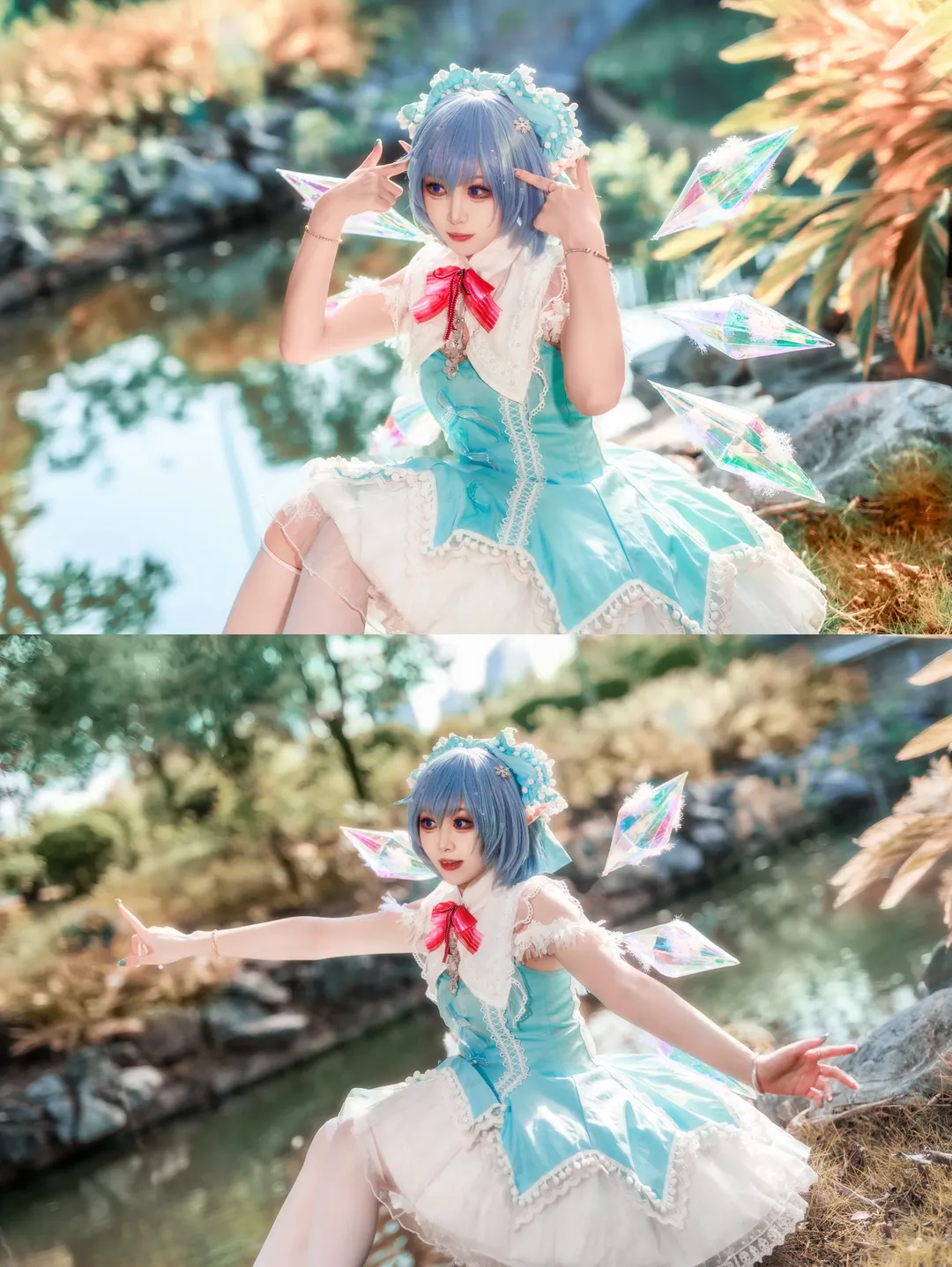 コスプレ, 二次元撮影, 東方Project, チルノコスプレ, 水辺のロケーション - 1枚目