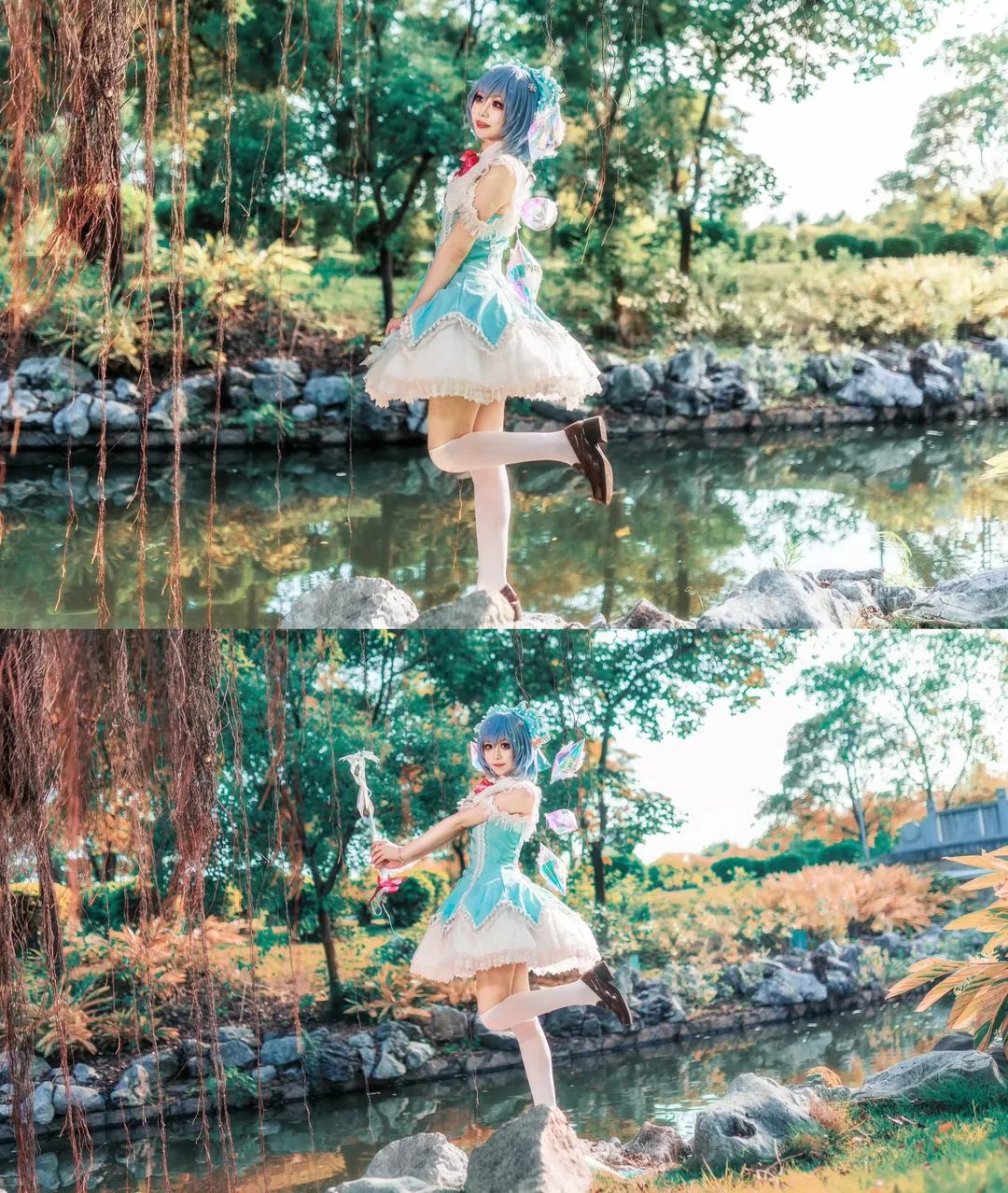 コスプレ, 二次元撮影, 東方Project, チルノコスプレ, 水辺のロケーション - 2枚目