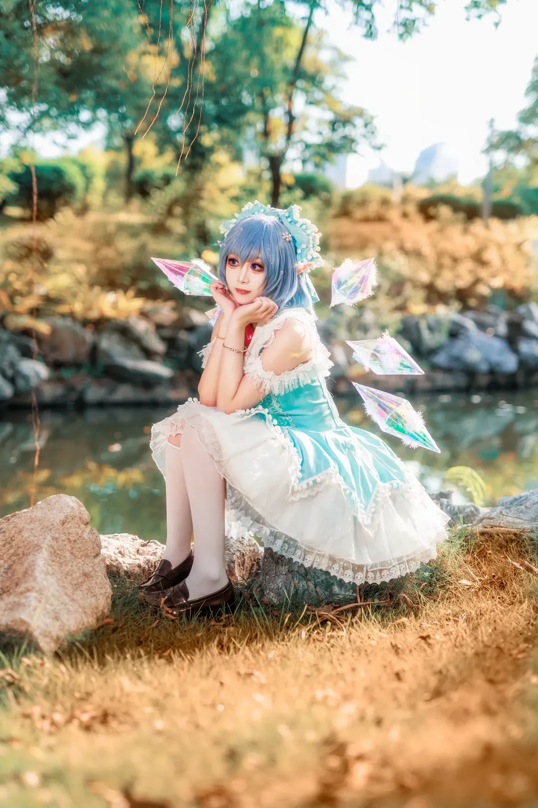 コスプレ, 二次元撮影, 東方Project, チルノコスプレ, 水辺のロケーション