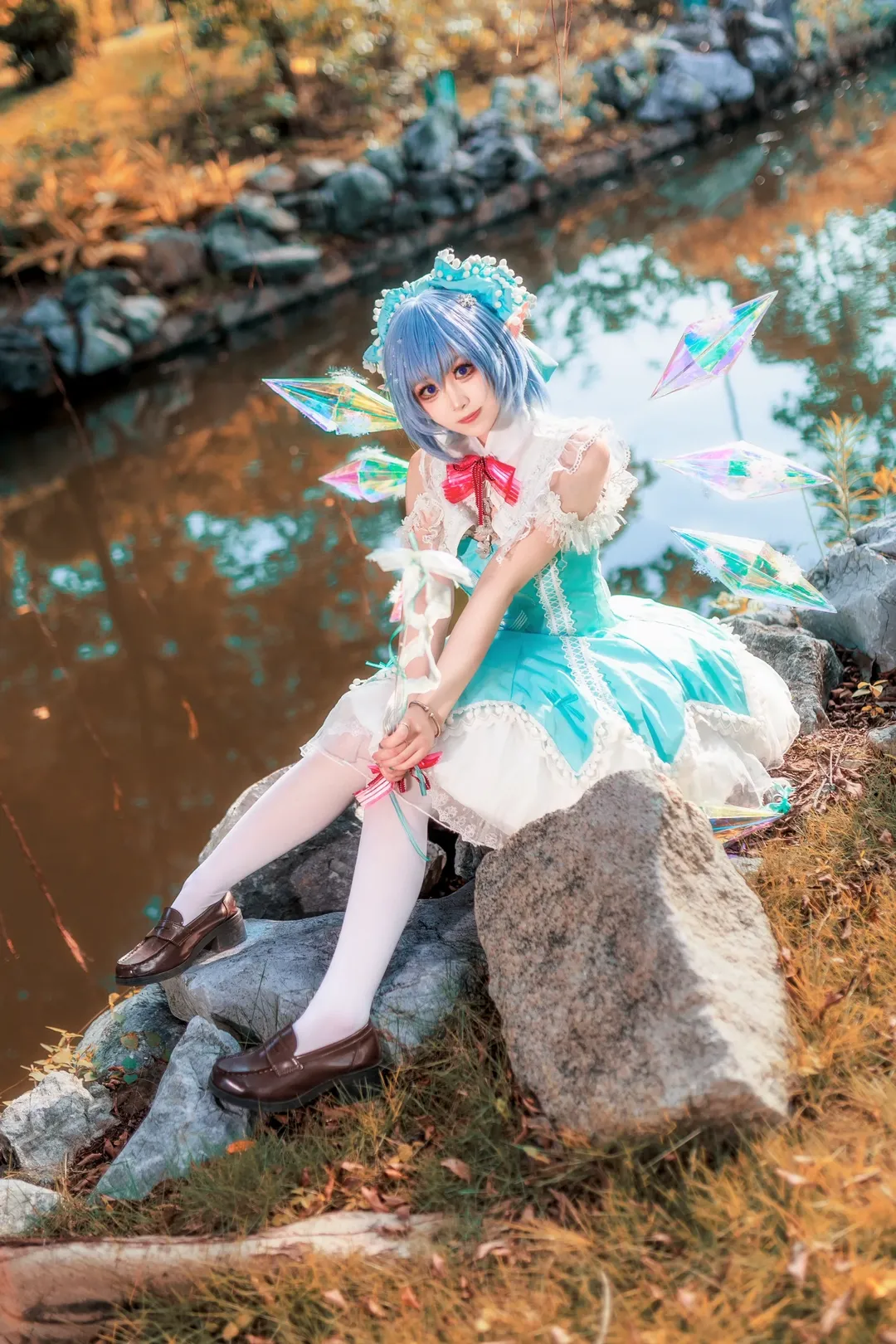 コスプレ, 二次元撮影, 東方Project, チルノコスプレ, 水辺のロケーション - 4枚目