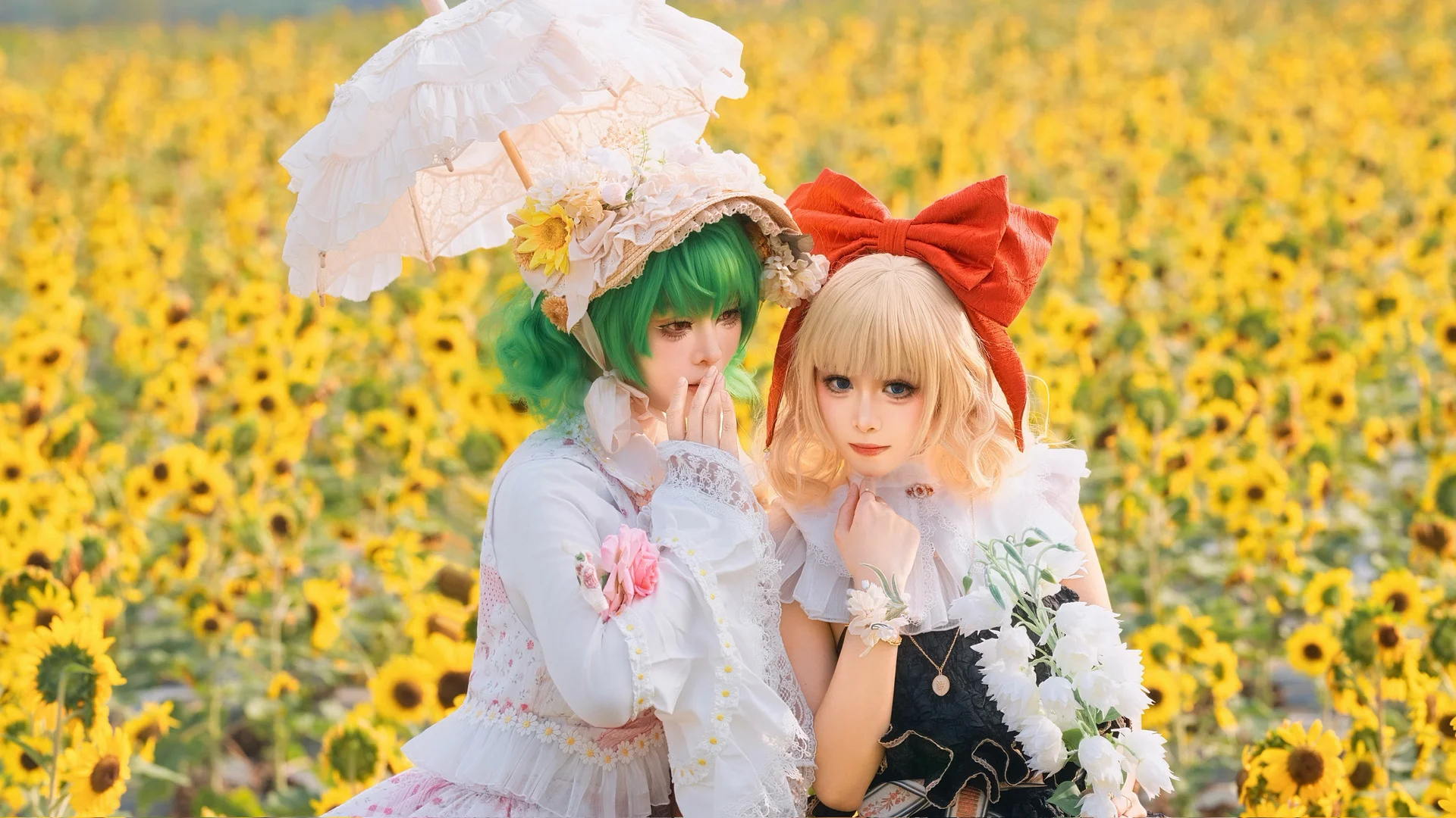東方Project, ペアコスプレ, 風見幽香コスプレ, ひまわり畑コスプレ, 洋装撮影