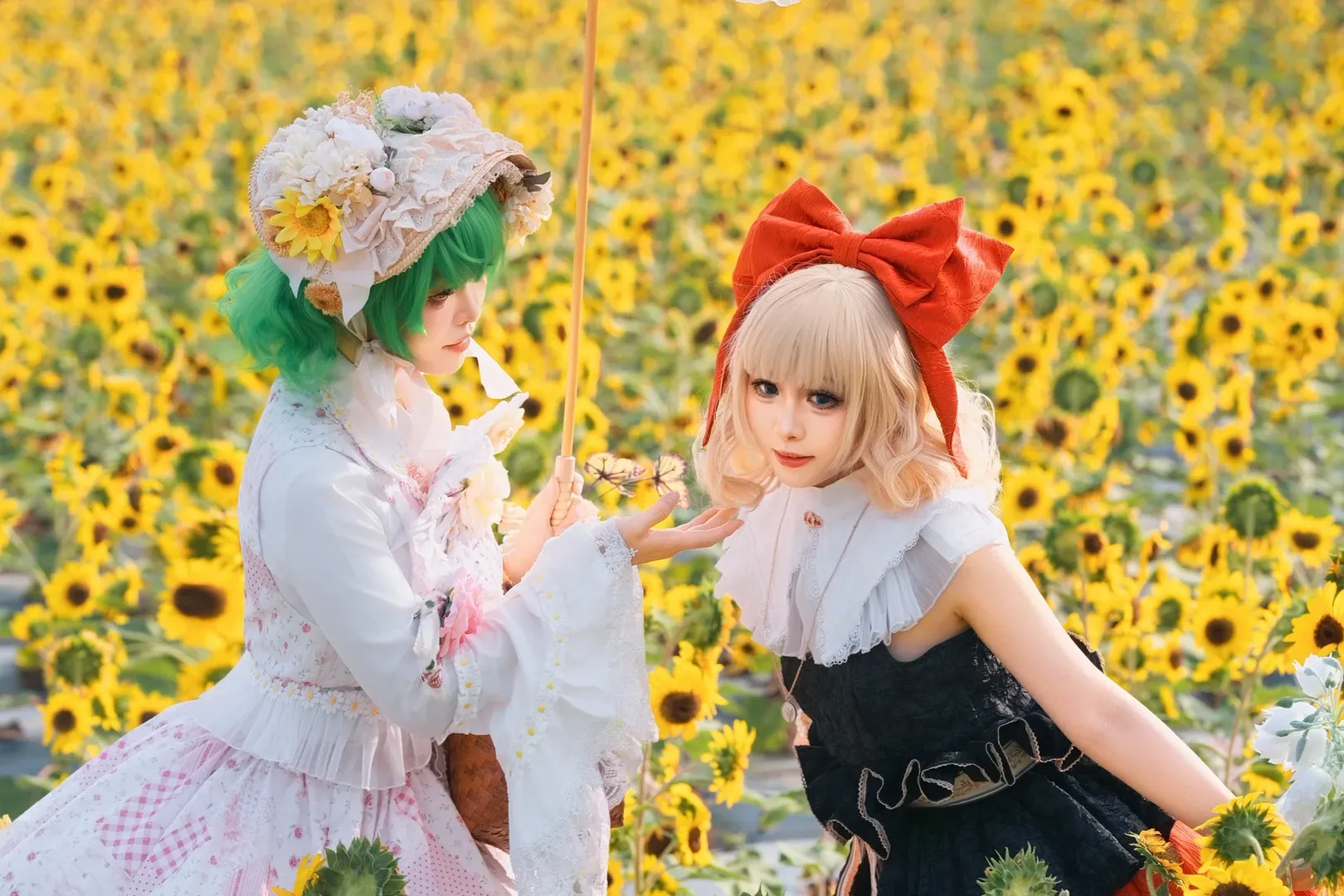 东方Project, 双人cosplay, 风见幽香cos, 向日葵花海cos, 洋装摄影 - 第6张