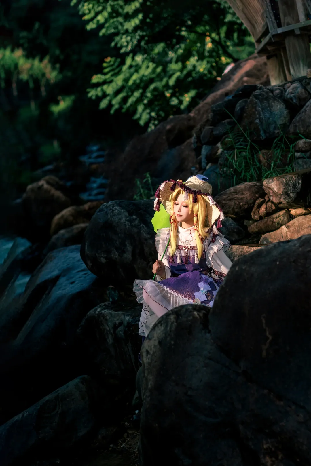 二次元摄影, 东方project, 洩矢诹访子cos, 外景cosplay, 溪流写真 - 第2张