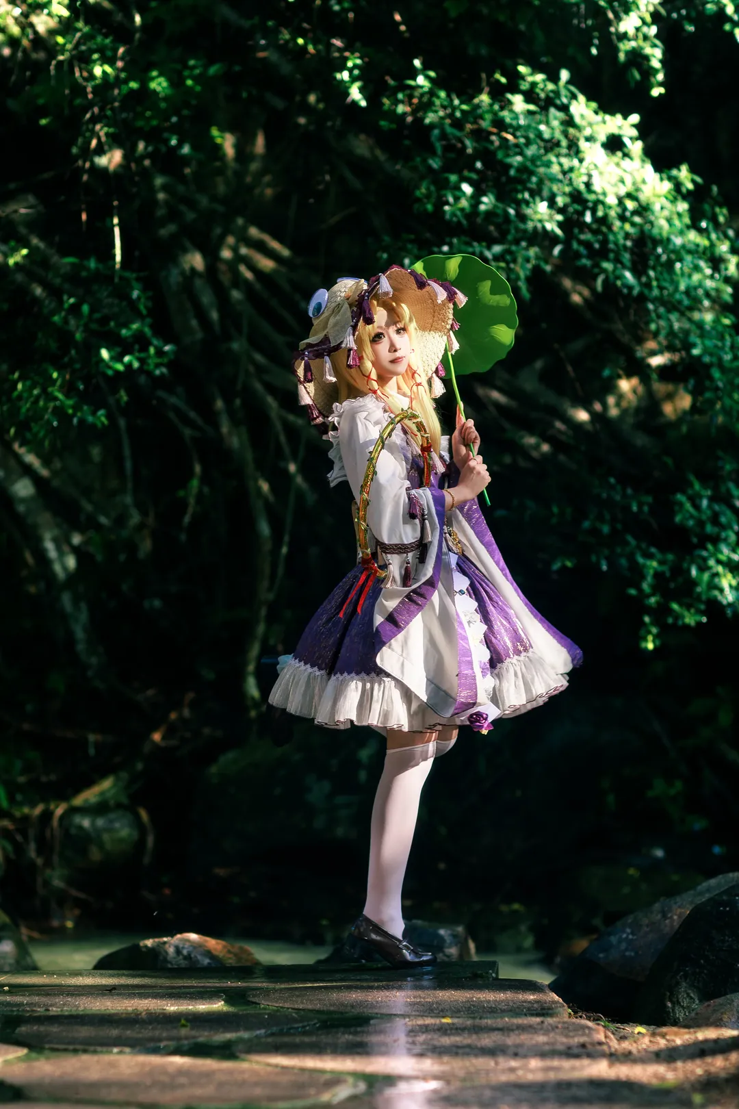 二次元摄影, 东方project, 洩矢诹访子cos, 外景cosplay, 溪流写真 - 第3张