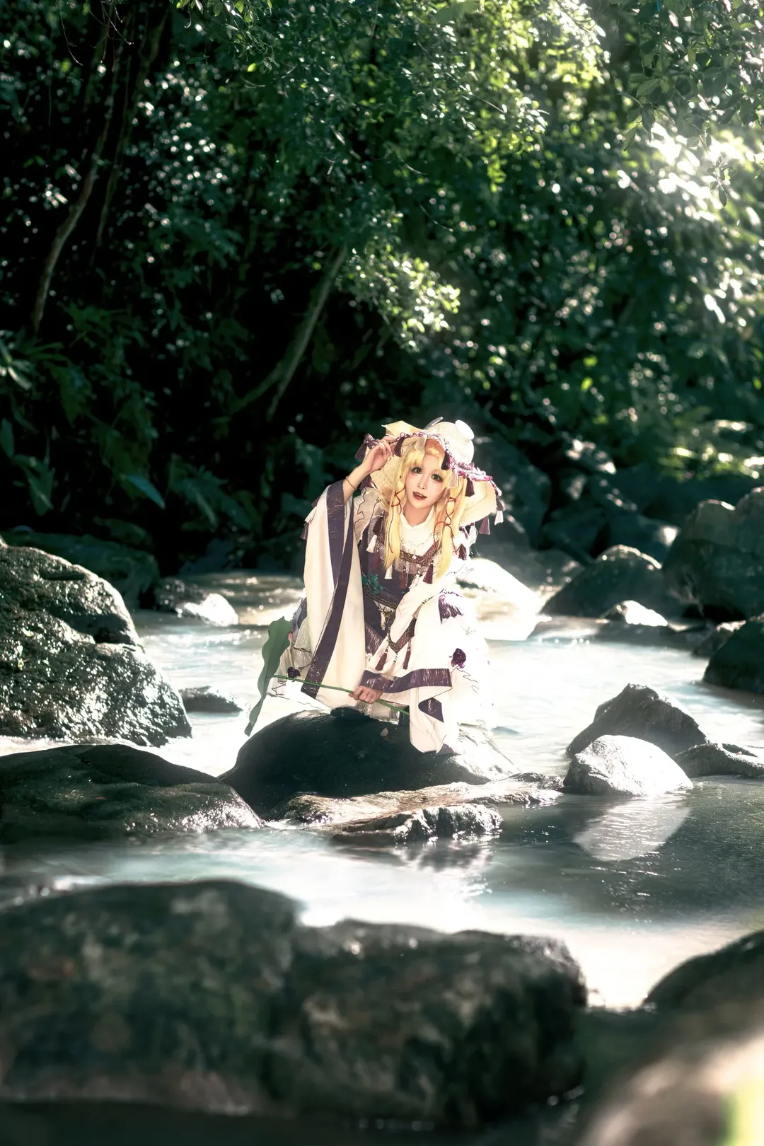 二次元摄影, 东方project, 洩矢诹访子cos, 外景cosplay, 溪流写真 - 第5张