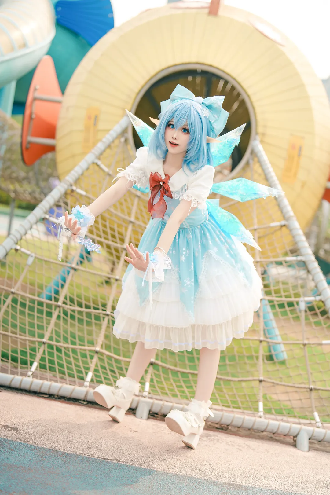 Touhou Project, Elf ears, Cirno cosplay, Amusement Park, Light blue style - Image 1