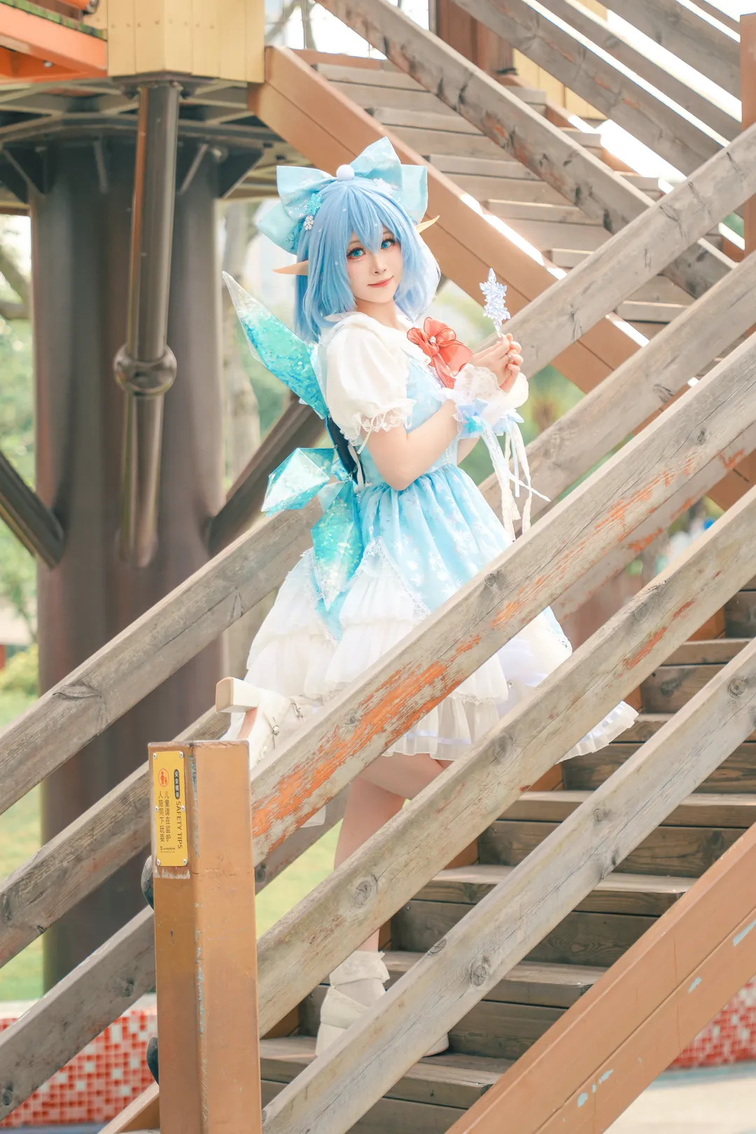 Touhou Project, Elf ears, Cirno cosplay, Amusement Park, Light blue style - Image 2
