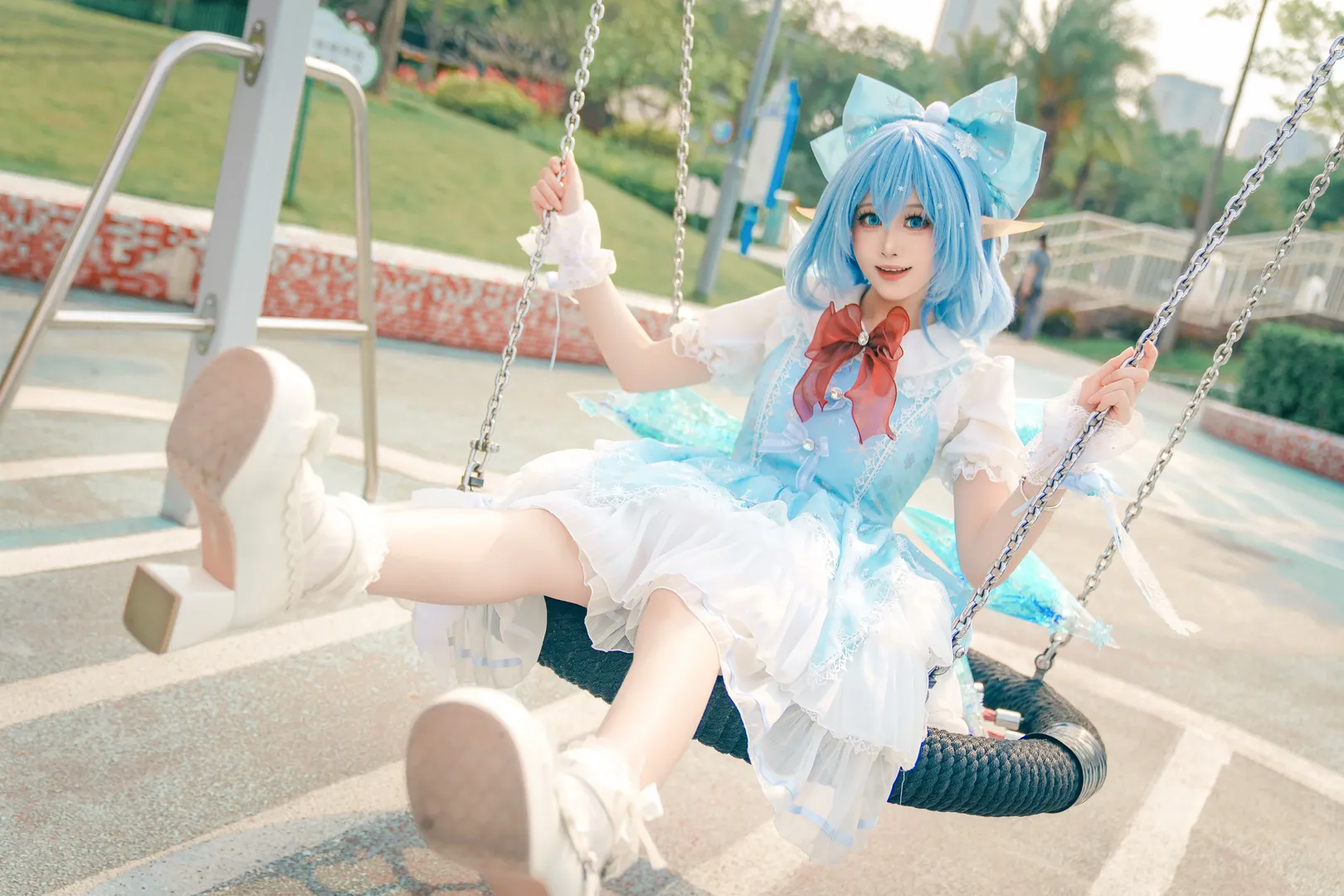 Touhou Project, Elf ears, Cirno cosplay, Amusement Park, Light blue style - Image 5