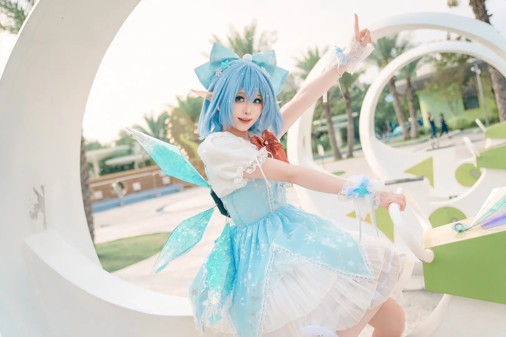 Touhou Project, Elf ears, Cirno cosplay, Amusement Park, Light blue style - Image 7