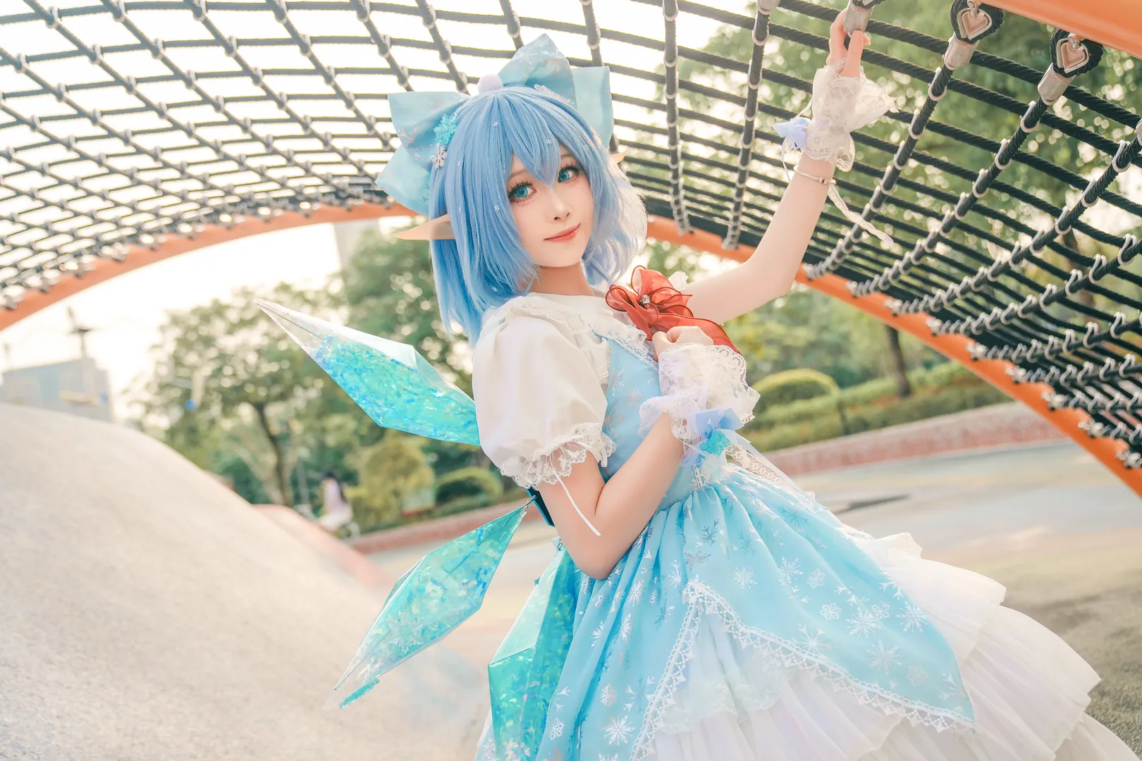 Touhou Project, Elf ears, Cirno cosplay, Amusement Park, Light blue style - Image 8