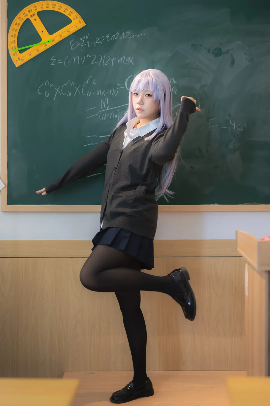 二次元cosplay, 教室摄影, 阿波连同学cos, 测不准的阿波连同学, 日系校服穿搭 - 第1张