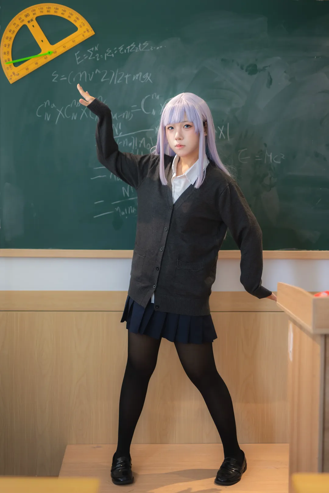 二次元cosplay, 教室摄影, 阿波连同学cos, 测不准的阿波连同学, 日系校服穿搭 - 第3张