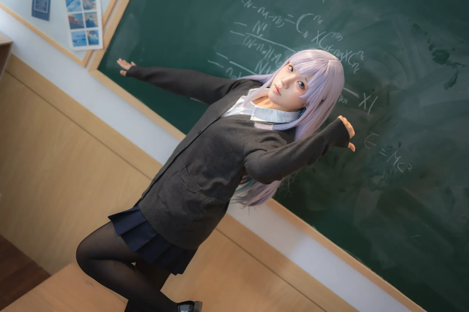 二次元cosplay, 教室摄影, 阿波连同学cos, 测不准的阿波连同学, 日系校服穿搭 - 第4张
