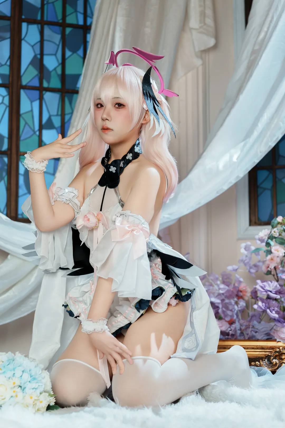 Anime girl, Blue Archive, Shimoe Koharu cosplay, Pure White Oath, Cosplay photography