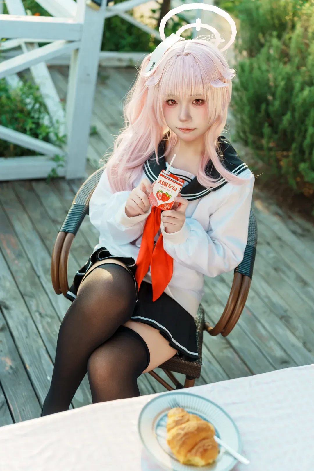 蔚蓝档案, cosplay摄影, 柚鸟夏cos, 校园风穿搭, 户外日常