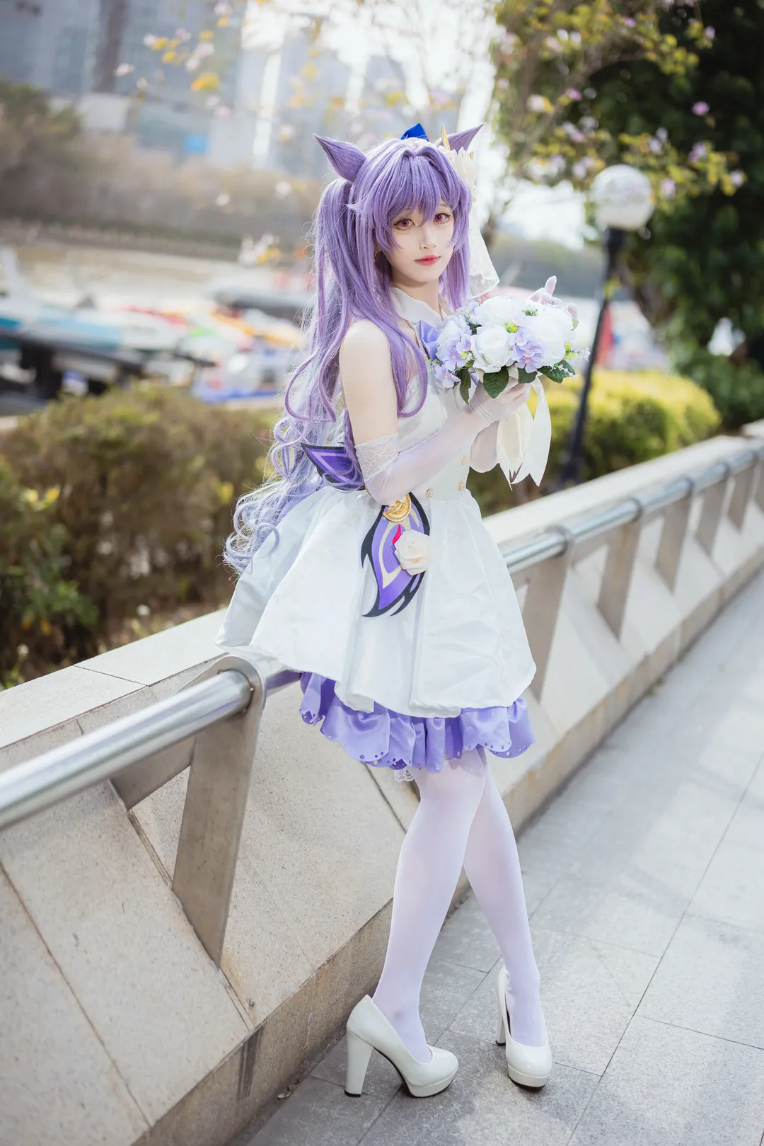 原神, 二次元撮影, 屋外写真, 花嫁コスプレ, 刻晴コスプレ - 1枚目