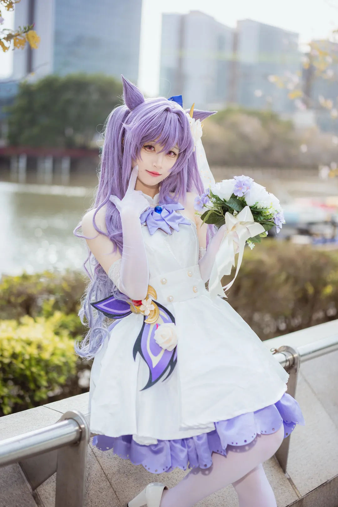 原神, 二次元撮影, 屋外写真, 花嫁コスプレ, 刻晴コスプレ - 2枚目