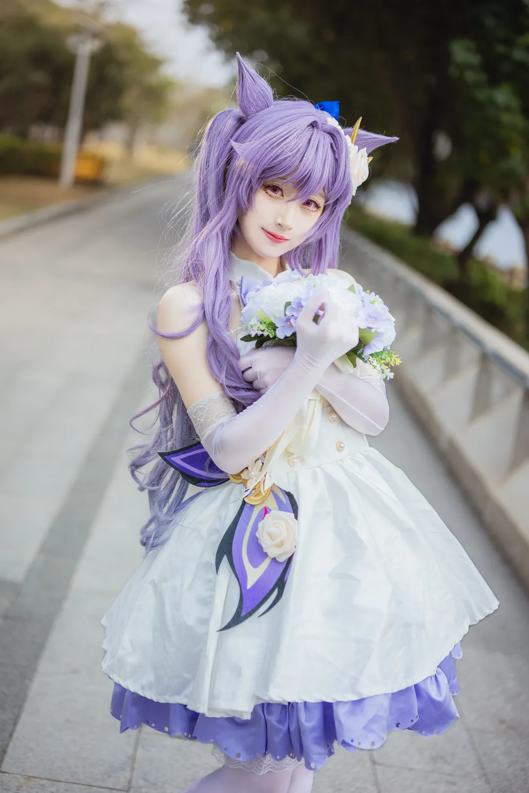 Genshin Impact, Anime-style photography, Outdoor photography, Bride cosplay, Keqing cosplay