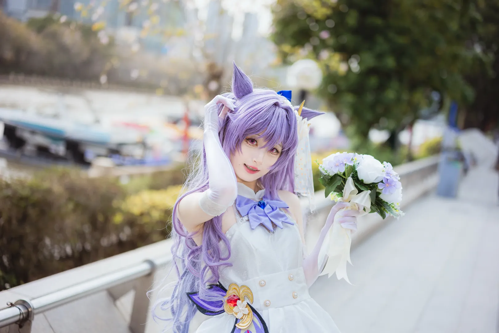 原神, 二次元撮影, 屋外写真, 花嫁コスプレ, 刻晴コスプレ - 6枚目
